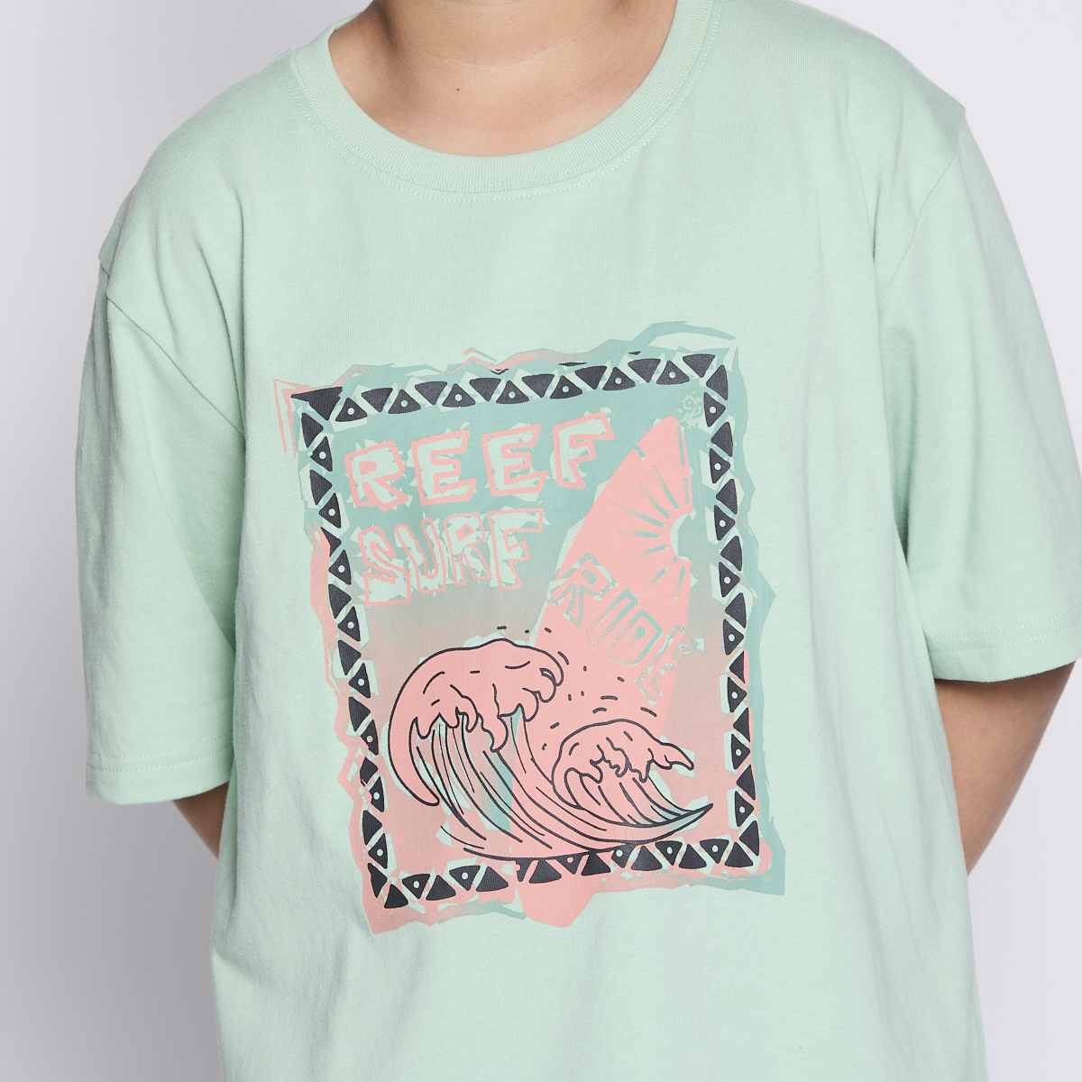 Polera Reef Kids Light Green Print Front-4