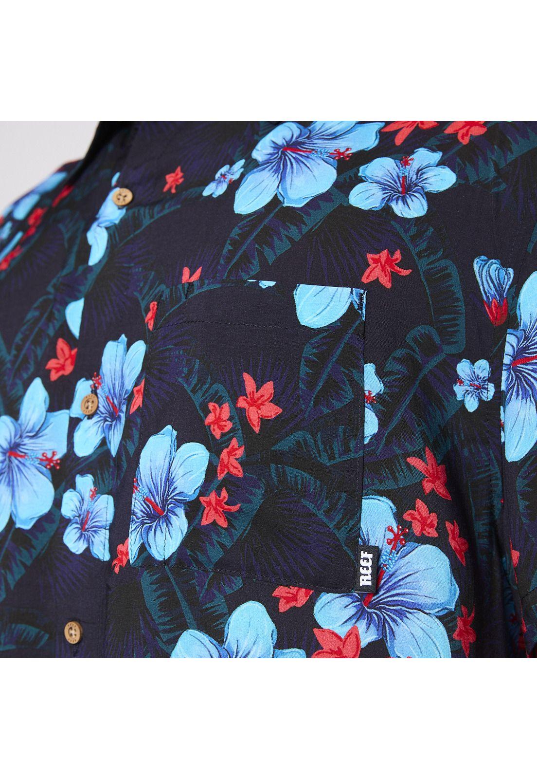 Camisa Reef Men Negra Floreada-4