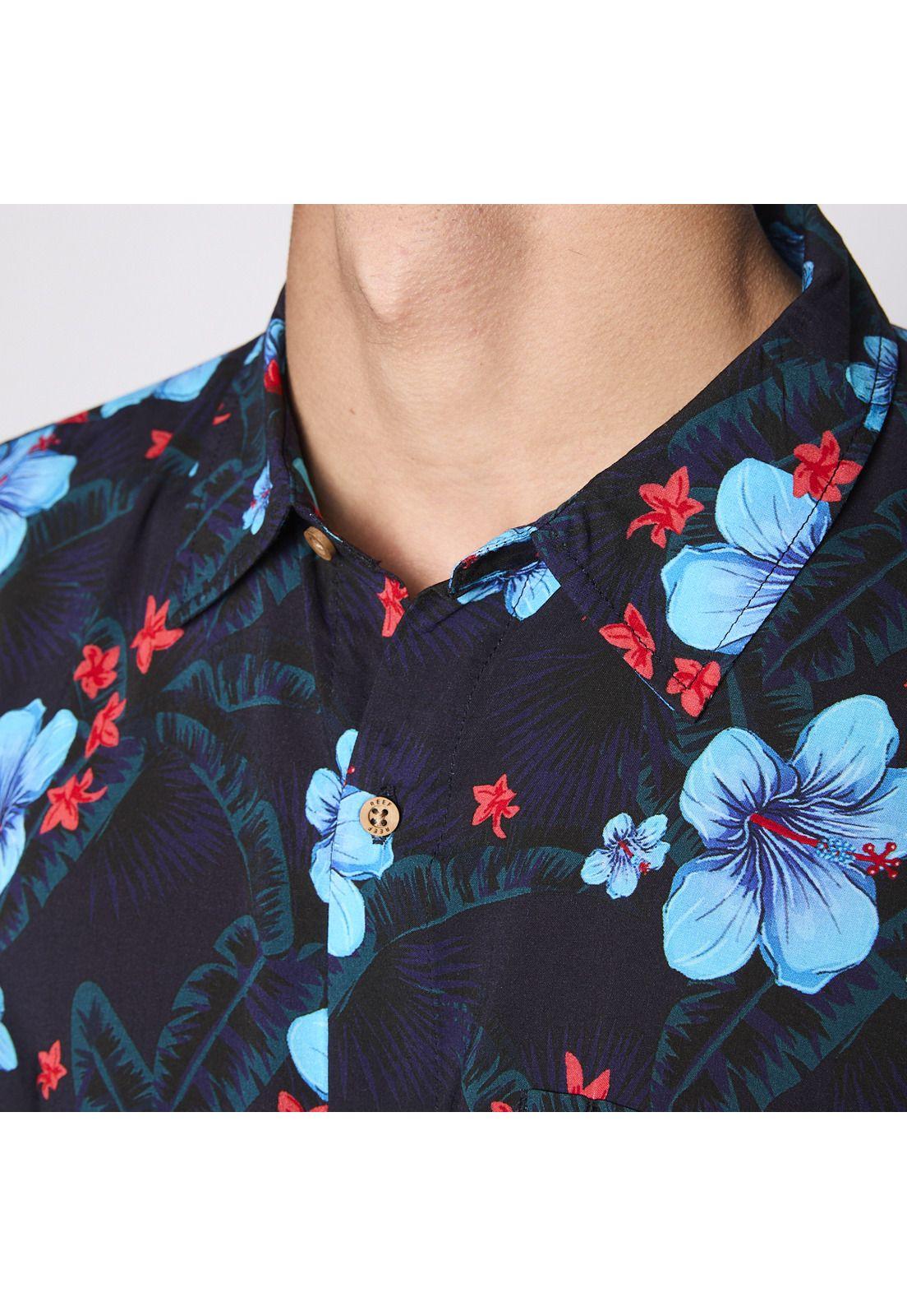 Camisa Reef Men Negra Floreada-5