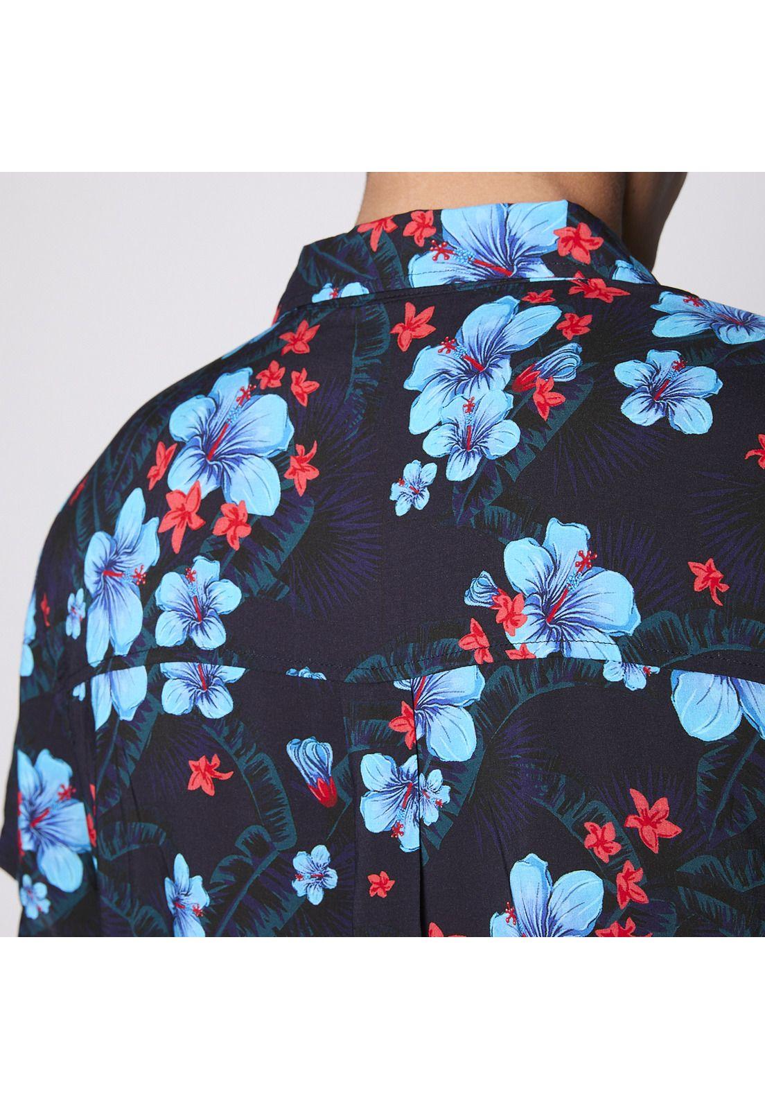 Camisa Reef Men Negra Floreada-6