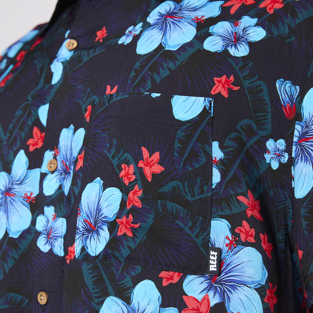 Camisa Reef Men Negra Floreada-4