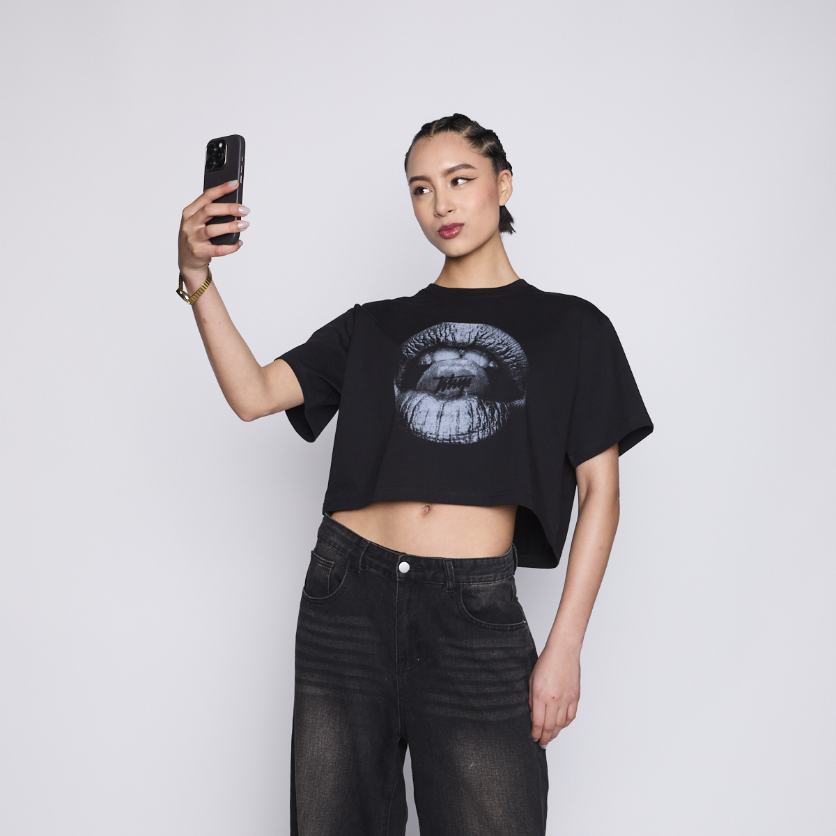 Polera Crop Whatup Women Bite Black-2