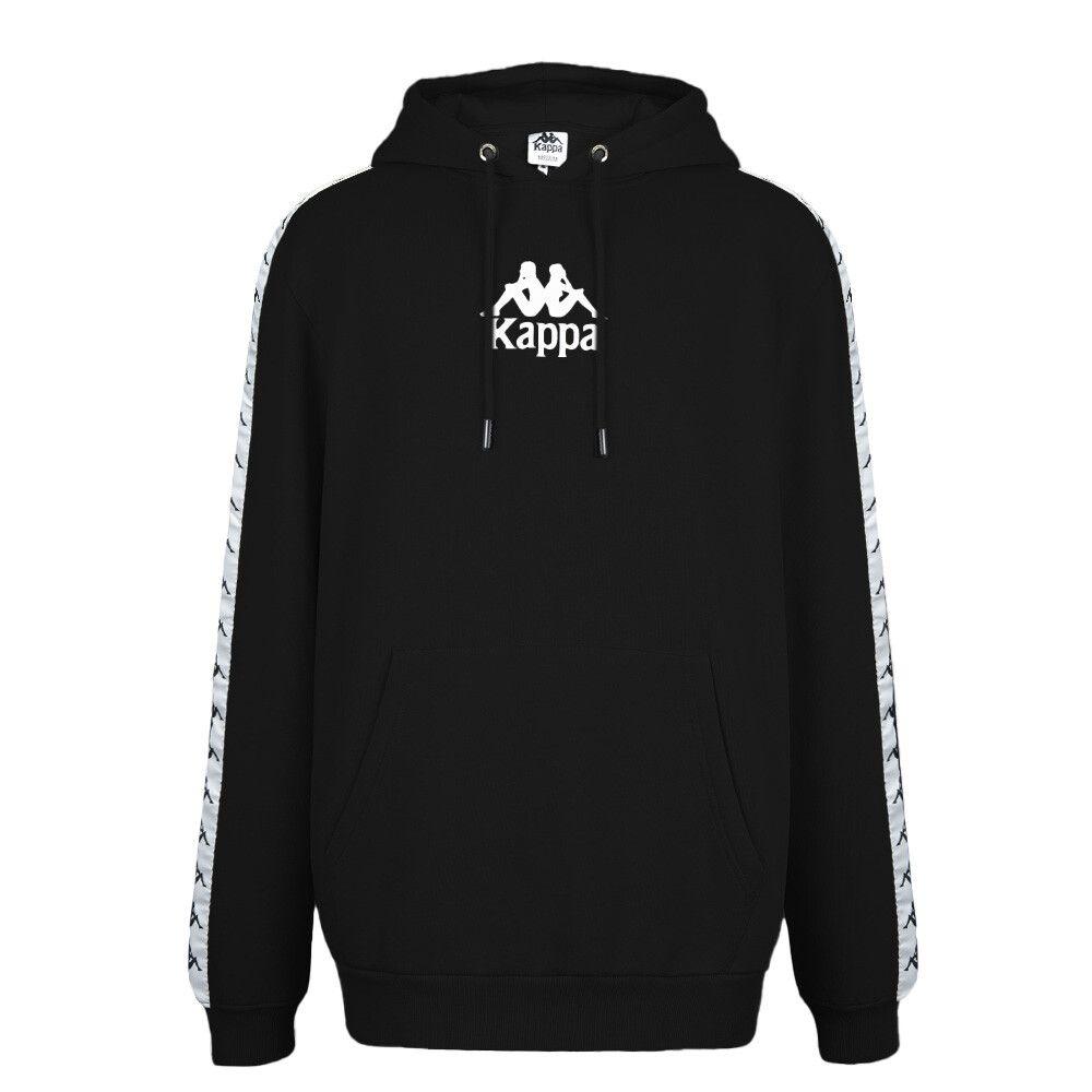 Polerón Kappa Men Hoodie Black Banda Logo White-0