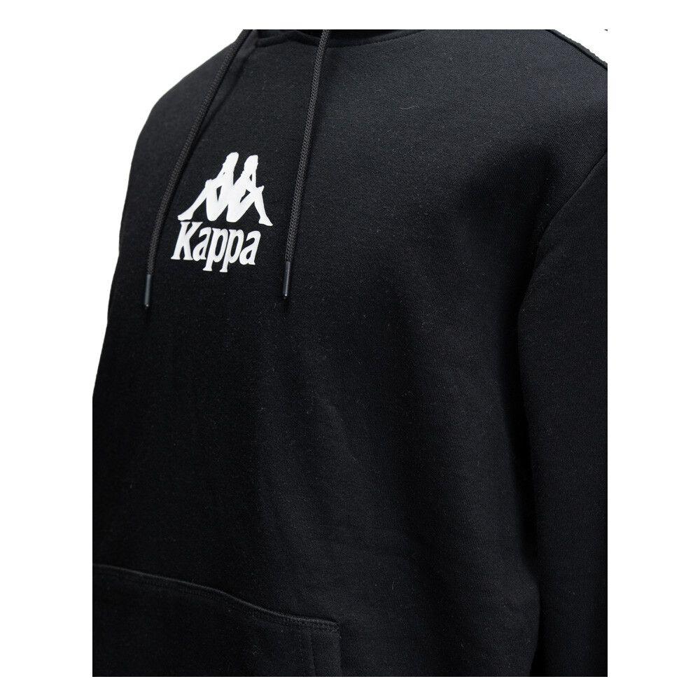 Polerón Kappa Men Hoodie Black Banda Logo White-2