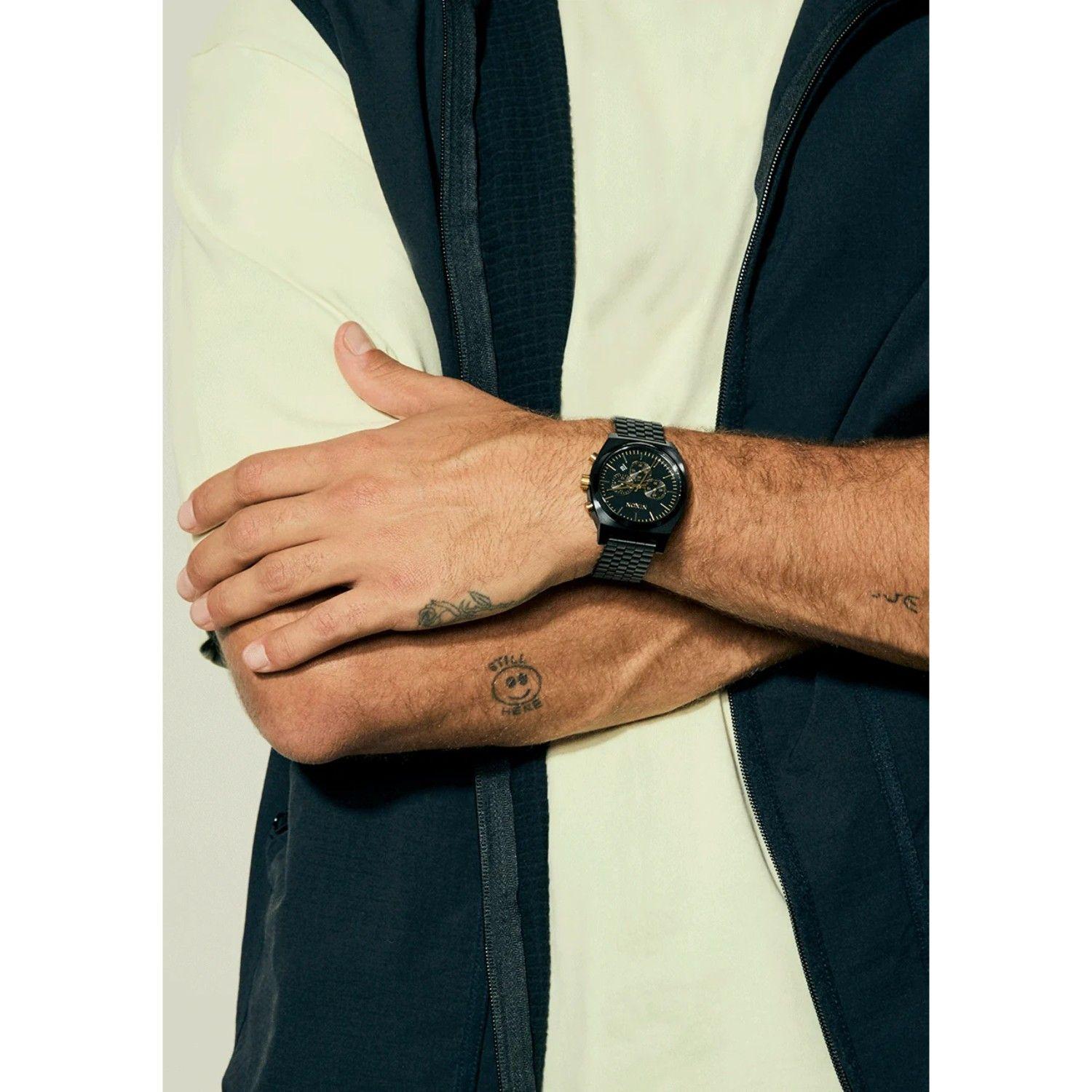 Reloj Nixon Time Teller Chrono Black Black Gold-6
