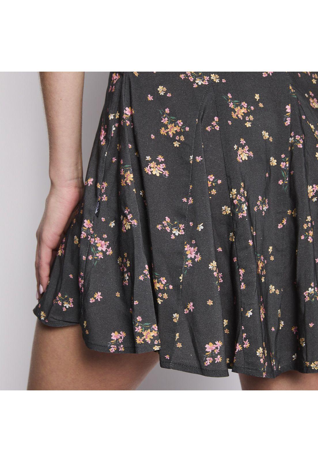 Vestido Reef Women Soft Black Flowers Buttons-4