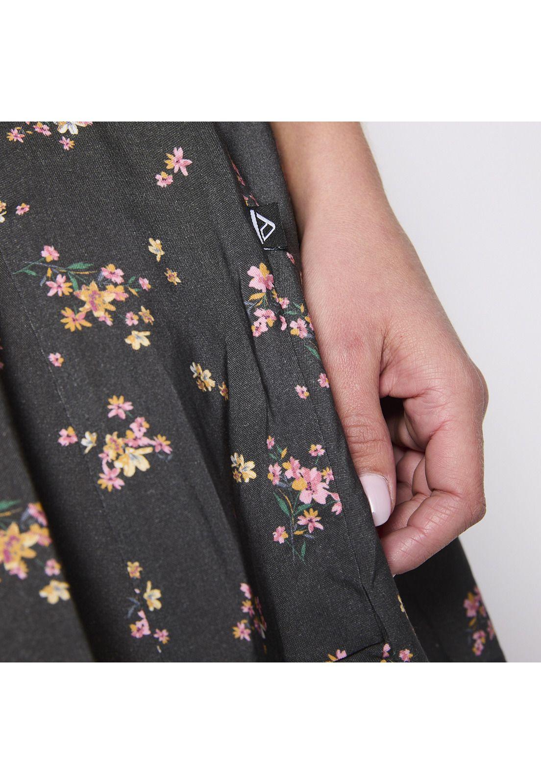 Vestido Reef Women Soft Black Flowers Buttons-5