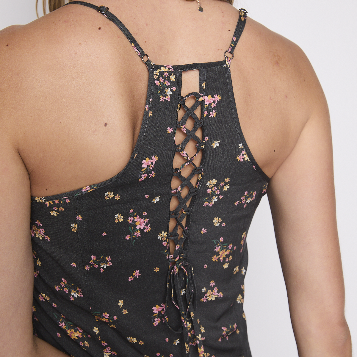 Vestido Reef Women Soft Black Flowers Buttons-5