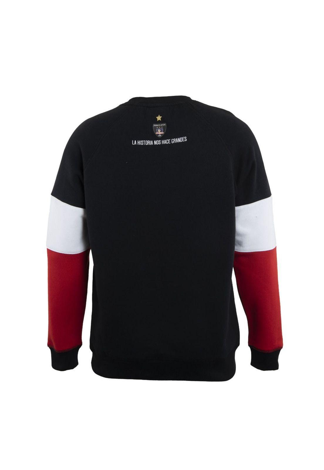 Polerón Colo Colo Urbano Logo Front Black White Red-2
