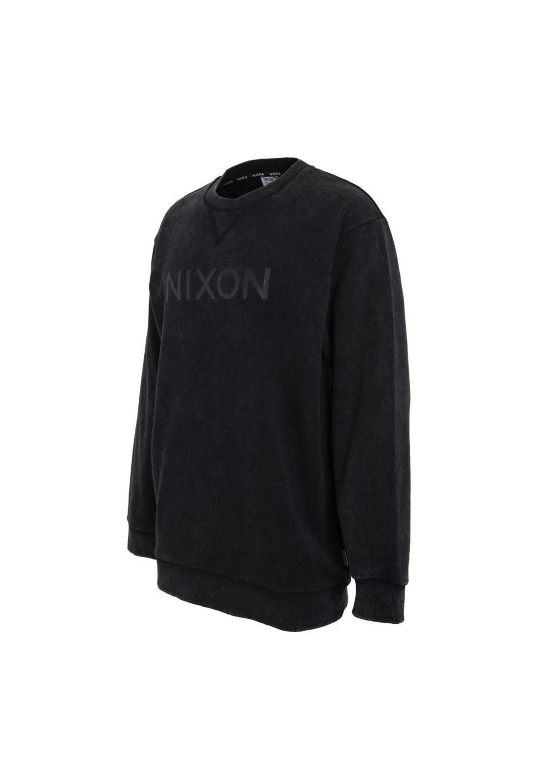 Poleron Men Crew All Black Logo Front-1