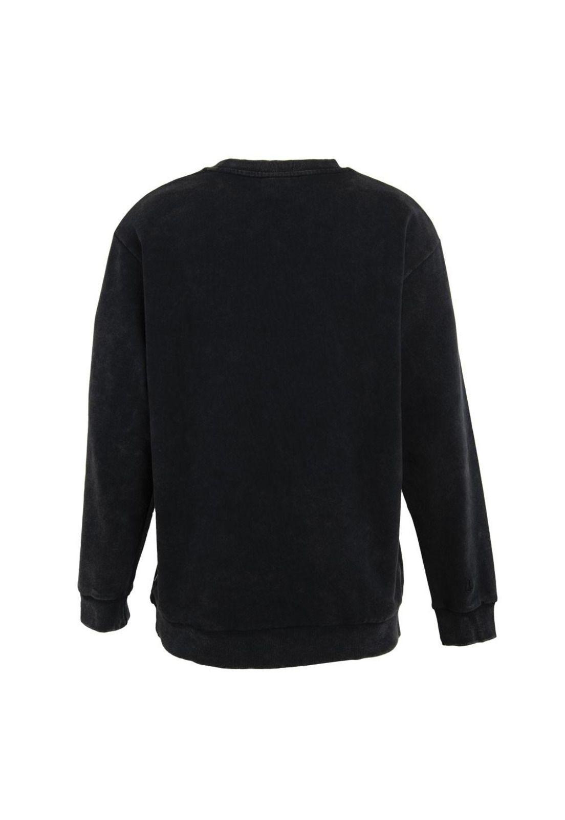Poleron Men Crew All Black Logo Front-2