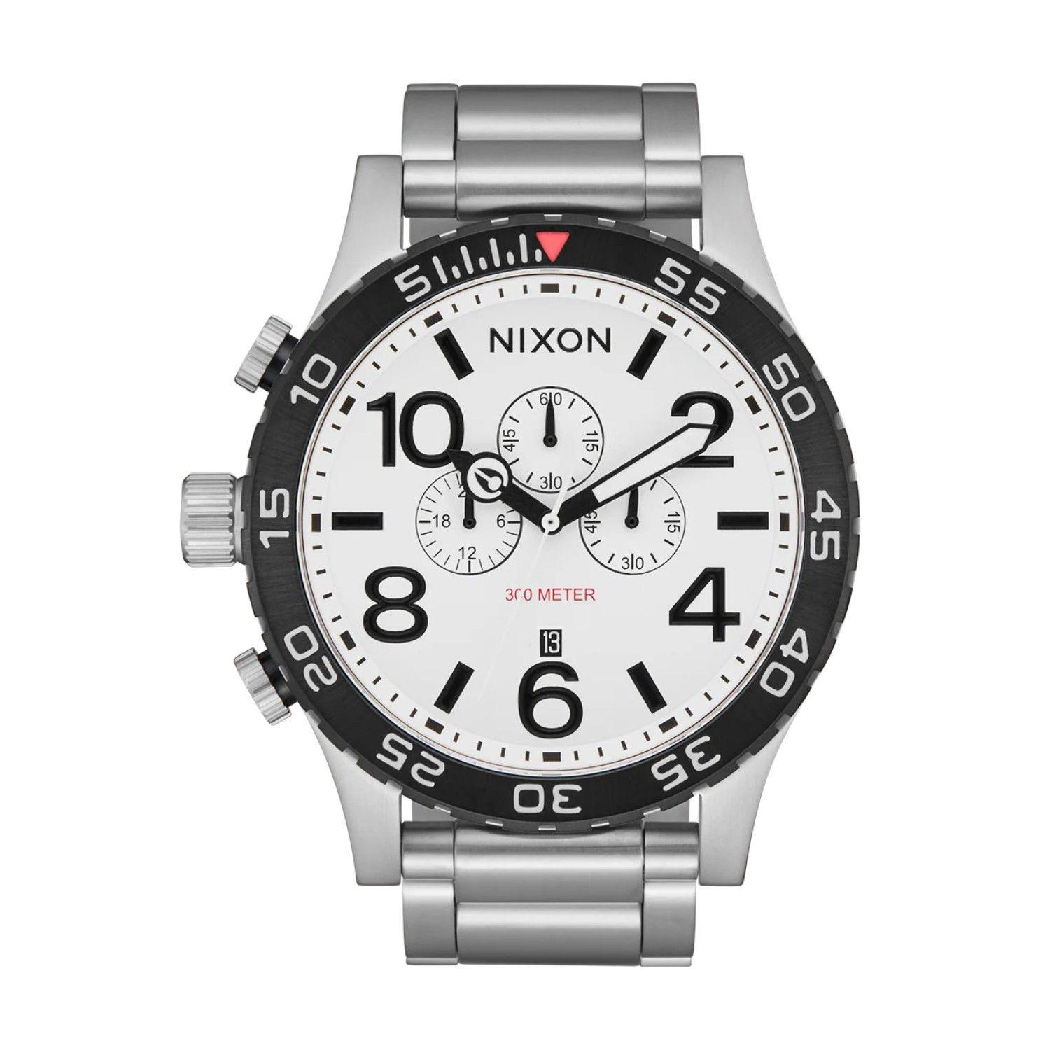 Reloj Nixon 51-30 Chrono Silver White Lume-0