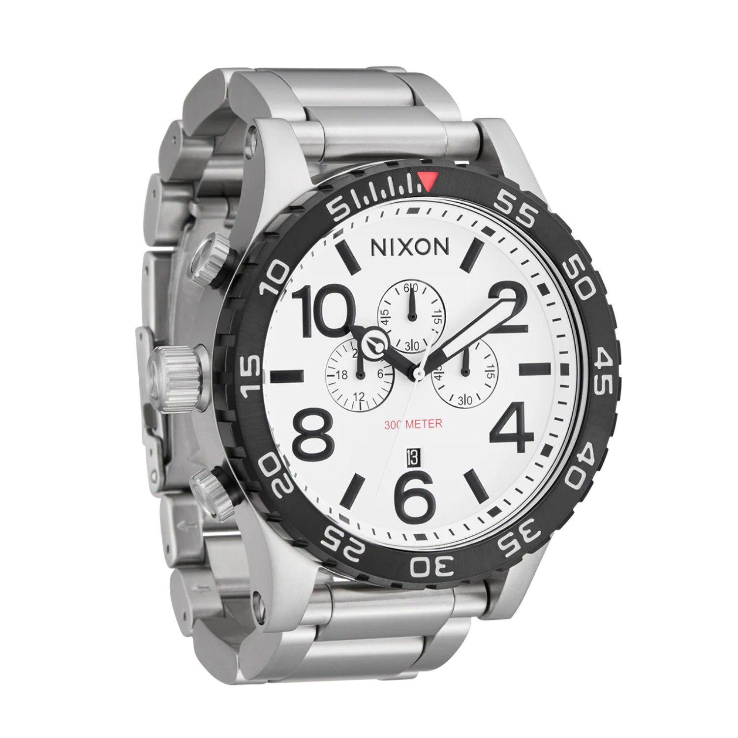 Reloj Nixon 51-30 Chrono Silver White Lume-1