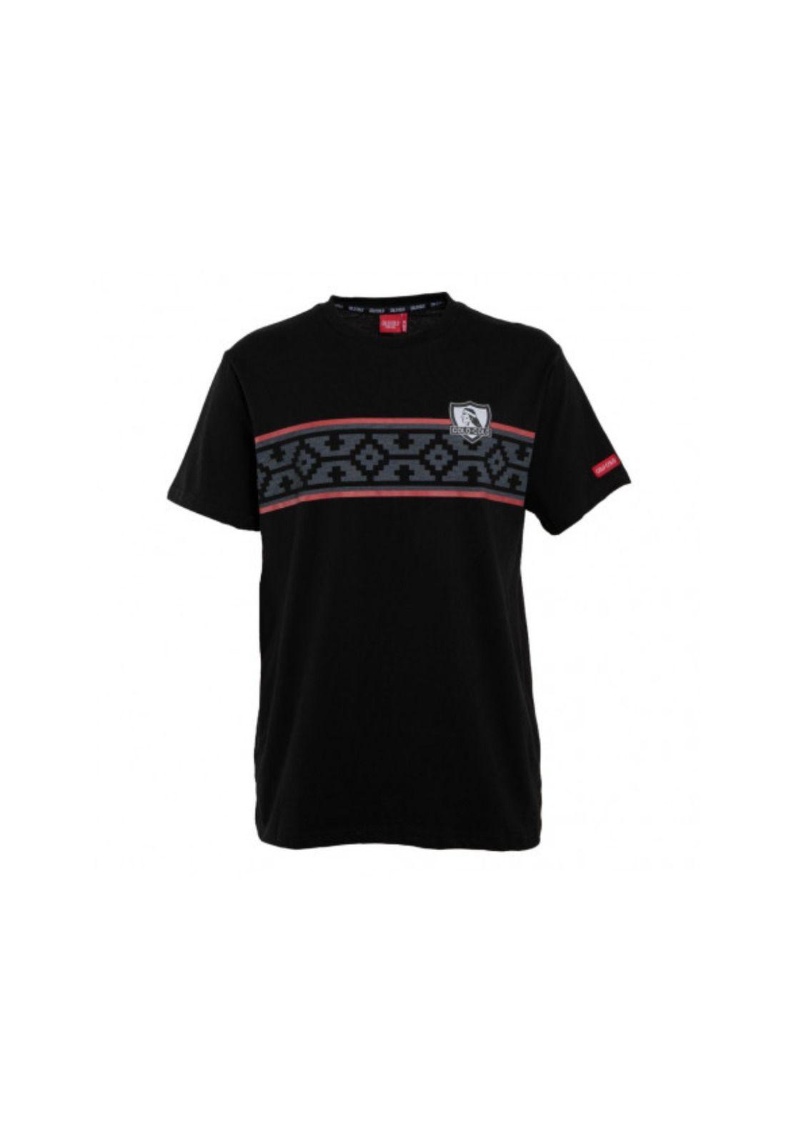Polera Colo Colo Urbano Negra diseños Gris-0
