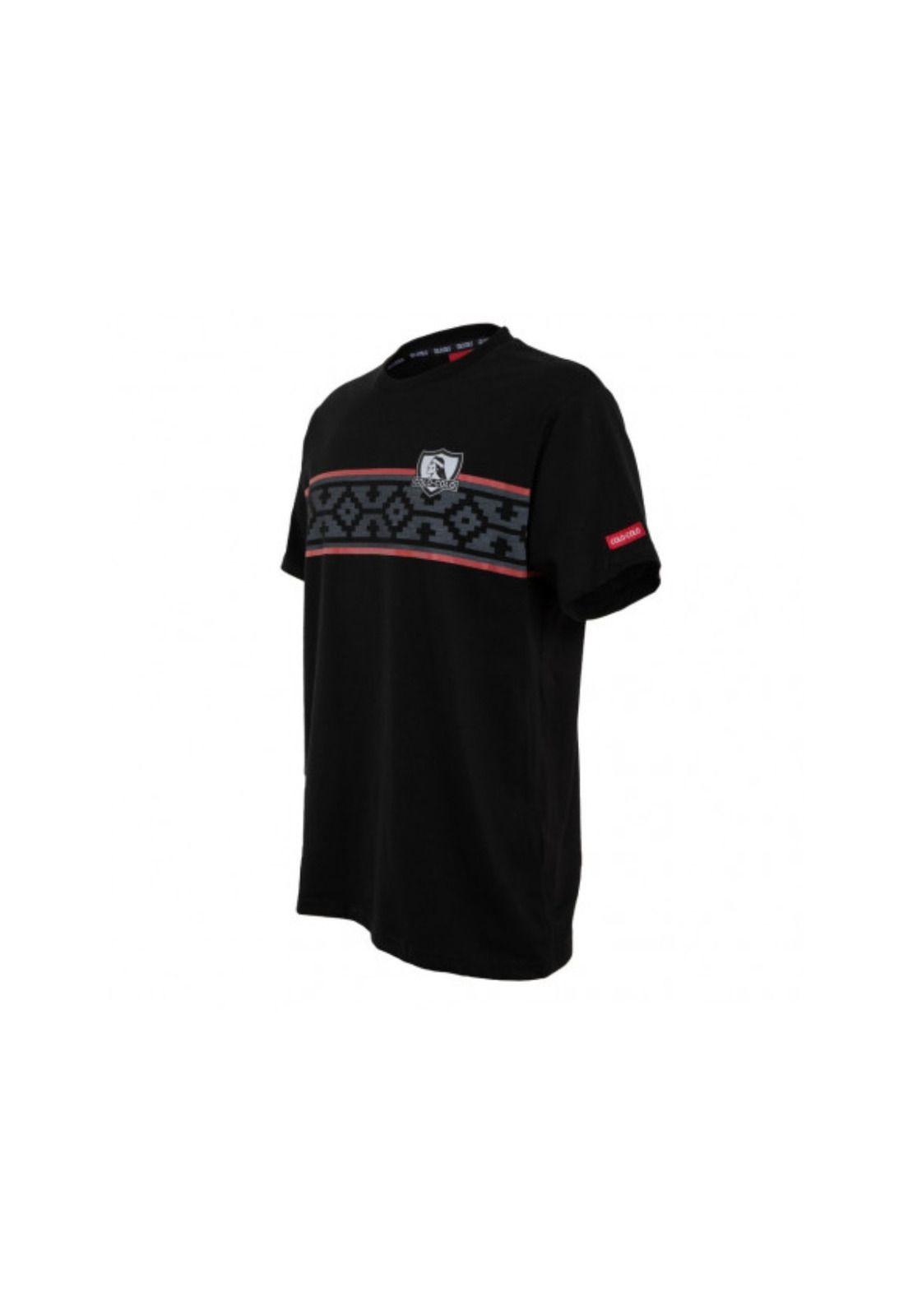Polera Colo Colo Urbano Negra diseños Gris-1