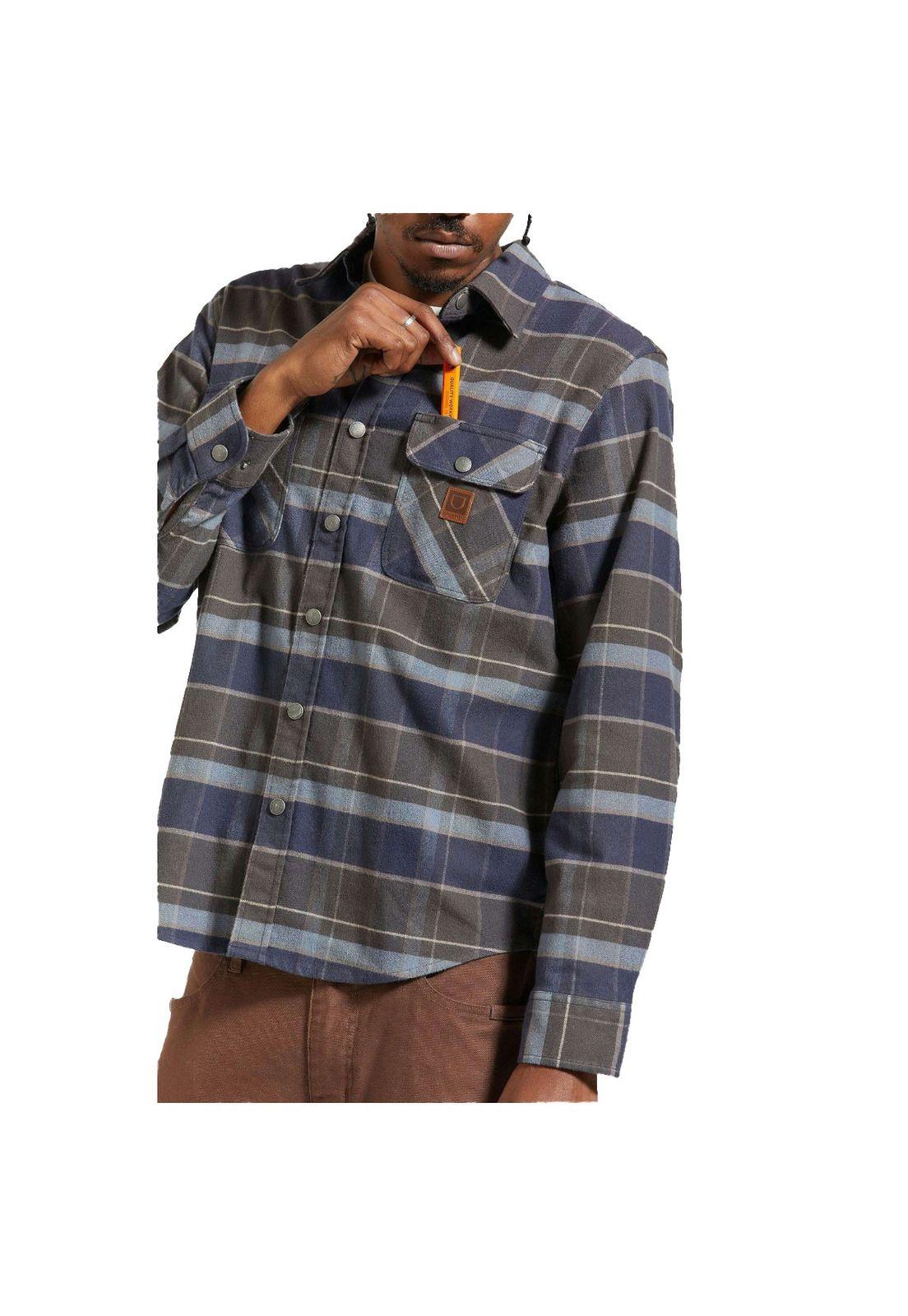 Camisa Brixton Builders Bowery Washed Navy Black Coronet Blue-3