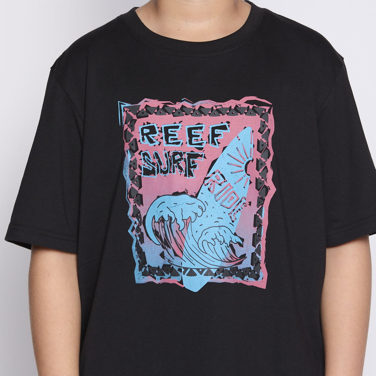 Polera Reef Kids Black Print Front-4