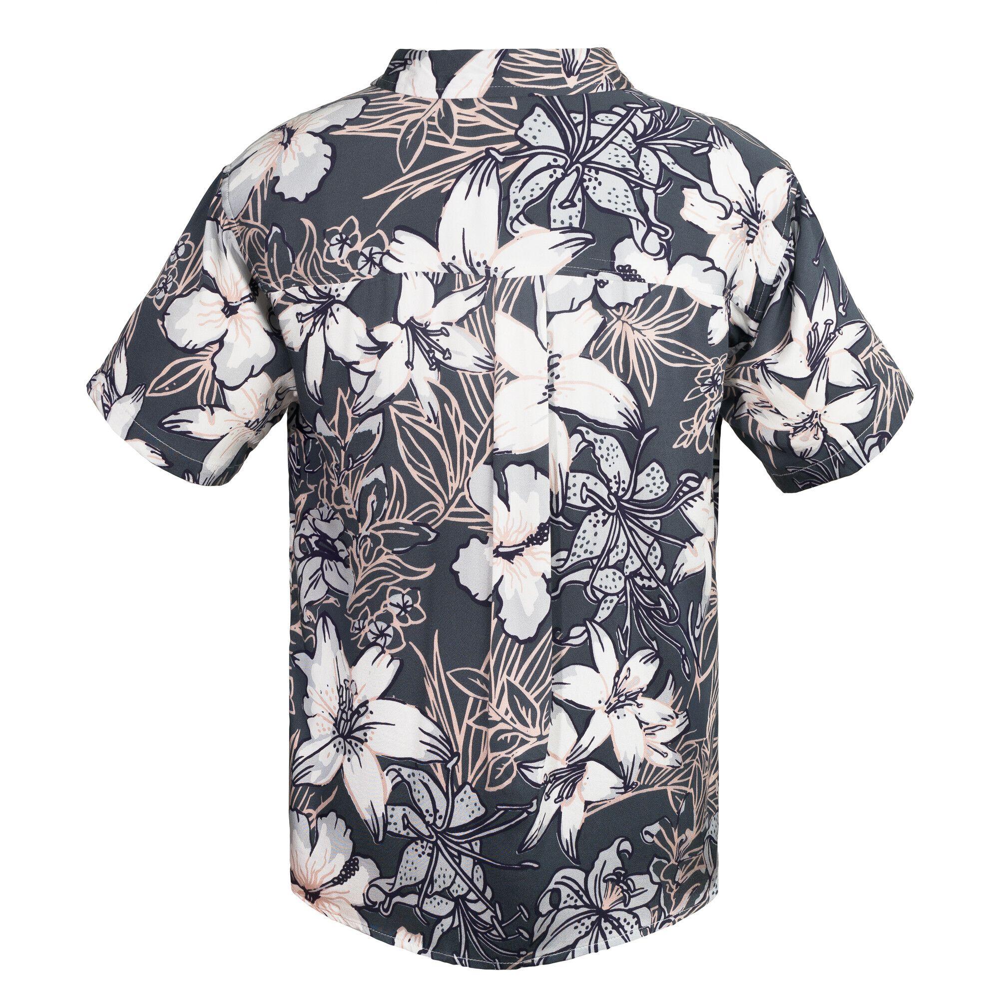 Camisa Niño Reef Flores Blancas Gris Oscuro-1