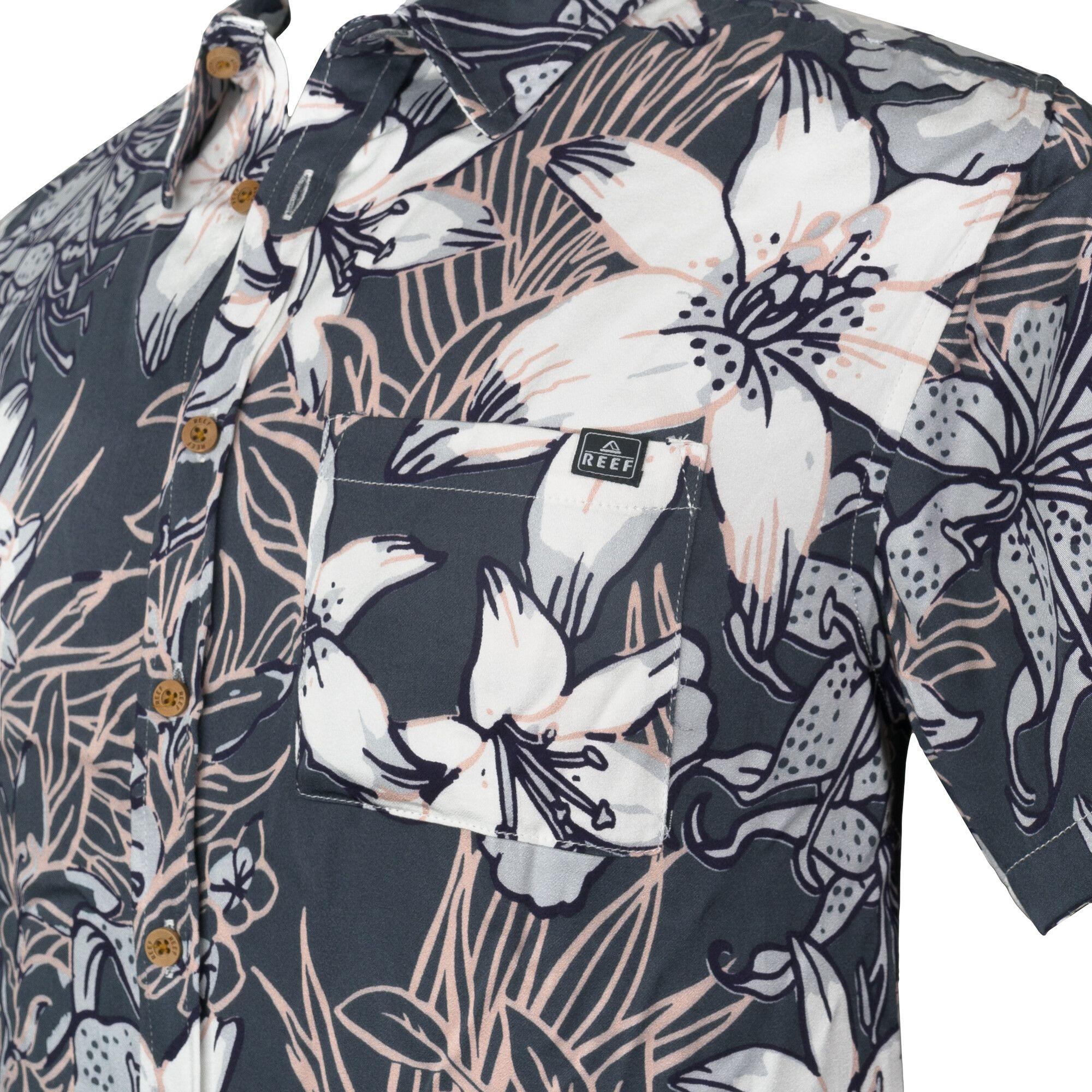 Camisa Niño Reef Flores Blancas Gris Oscuro-2