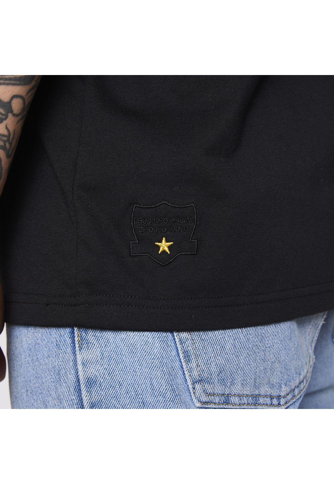 Polera Colo Colo Urbano Hombre Eterno Campeón Negro Escudo Verano-4