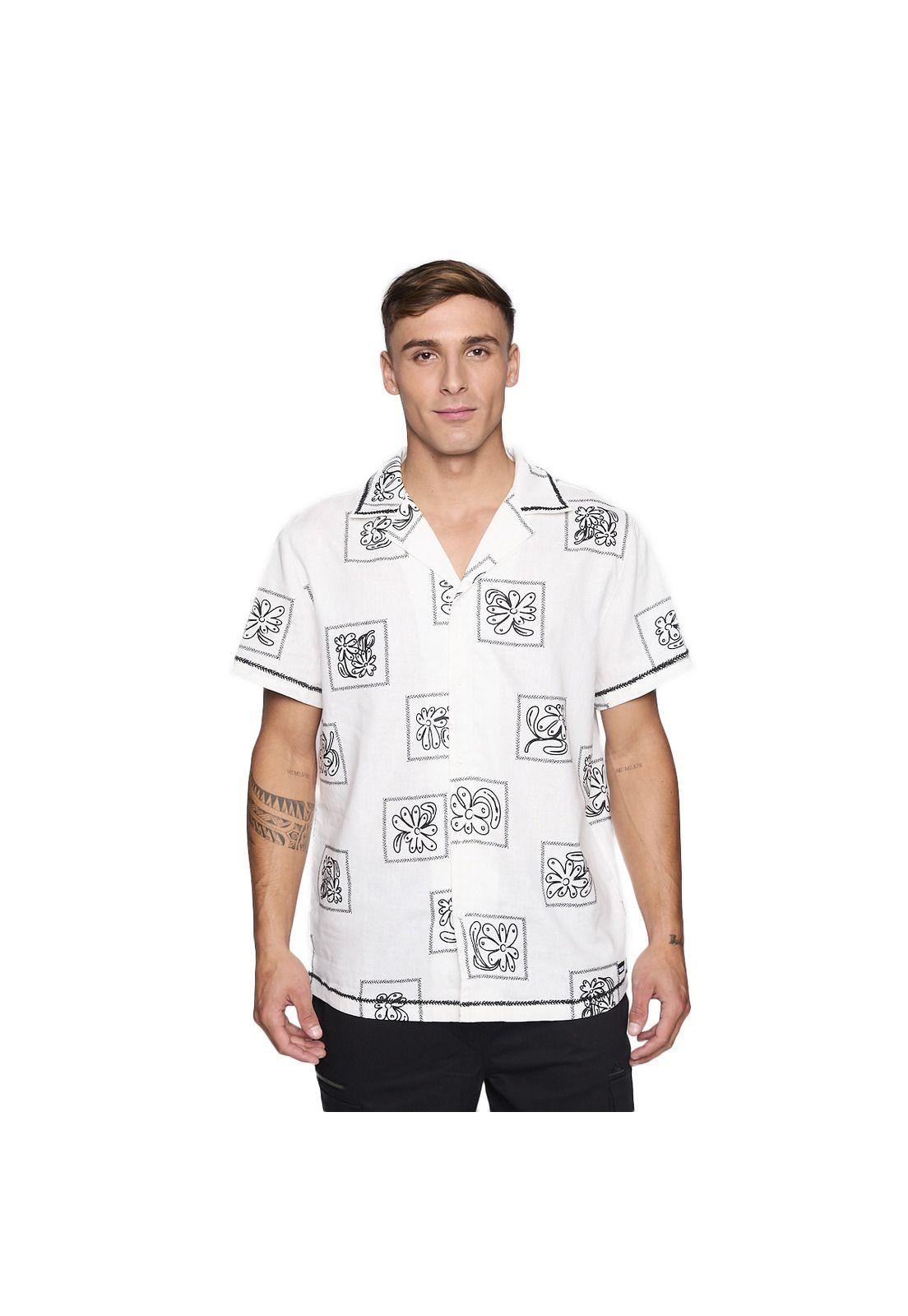 Camisa Reef Men Beige Diseños Negro-0