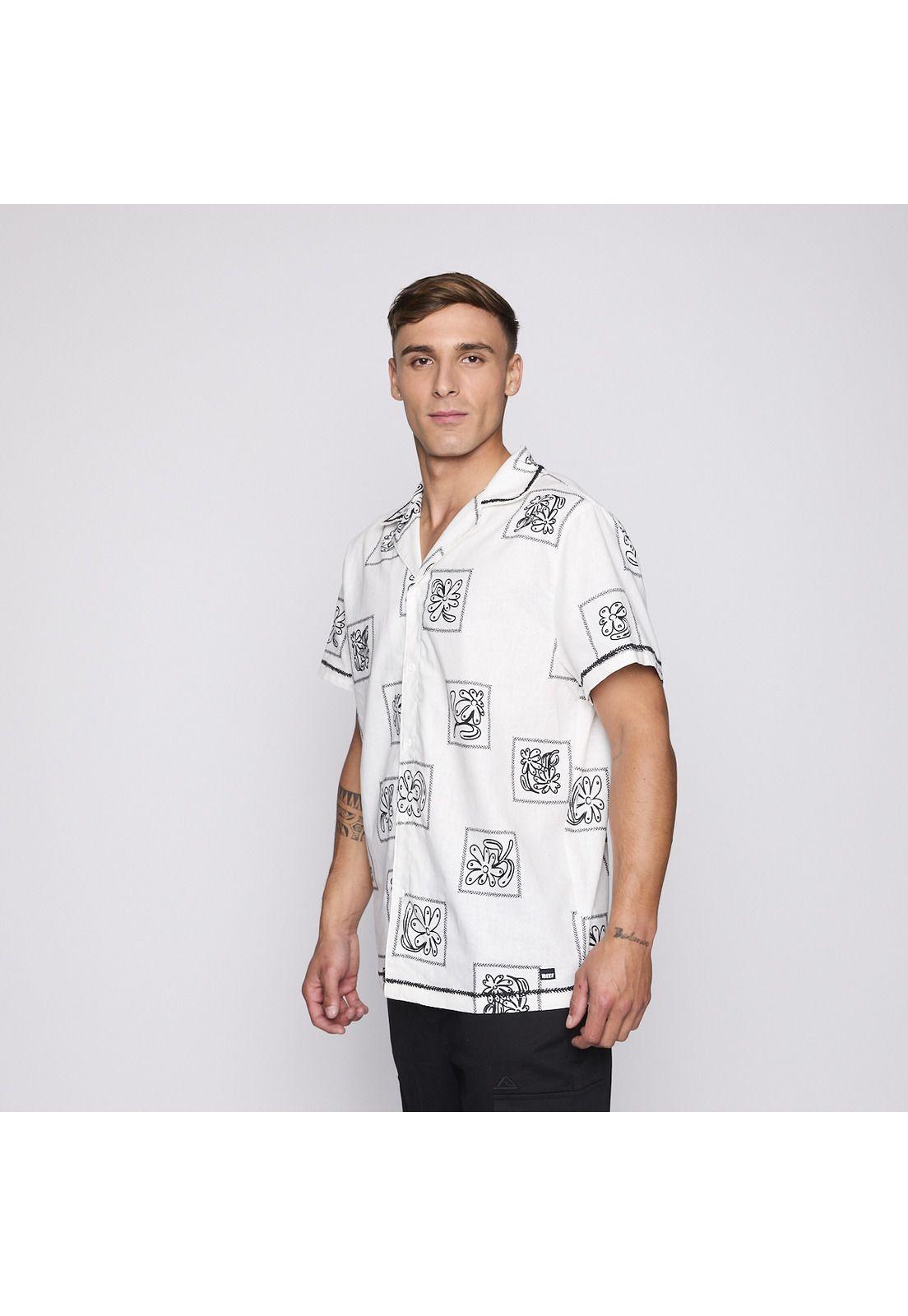 Camisa Reef Men Beige Diseños Negro-1