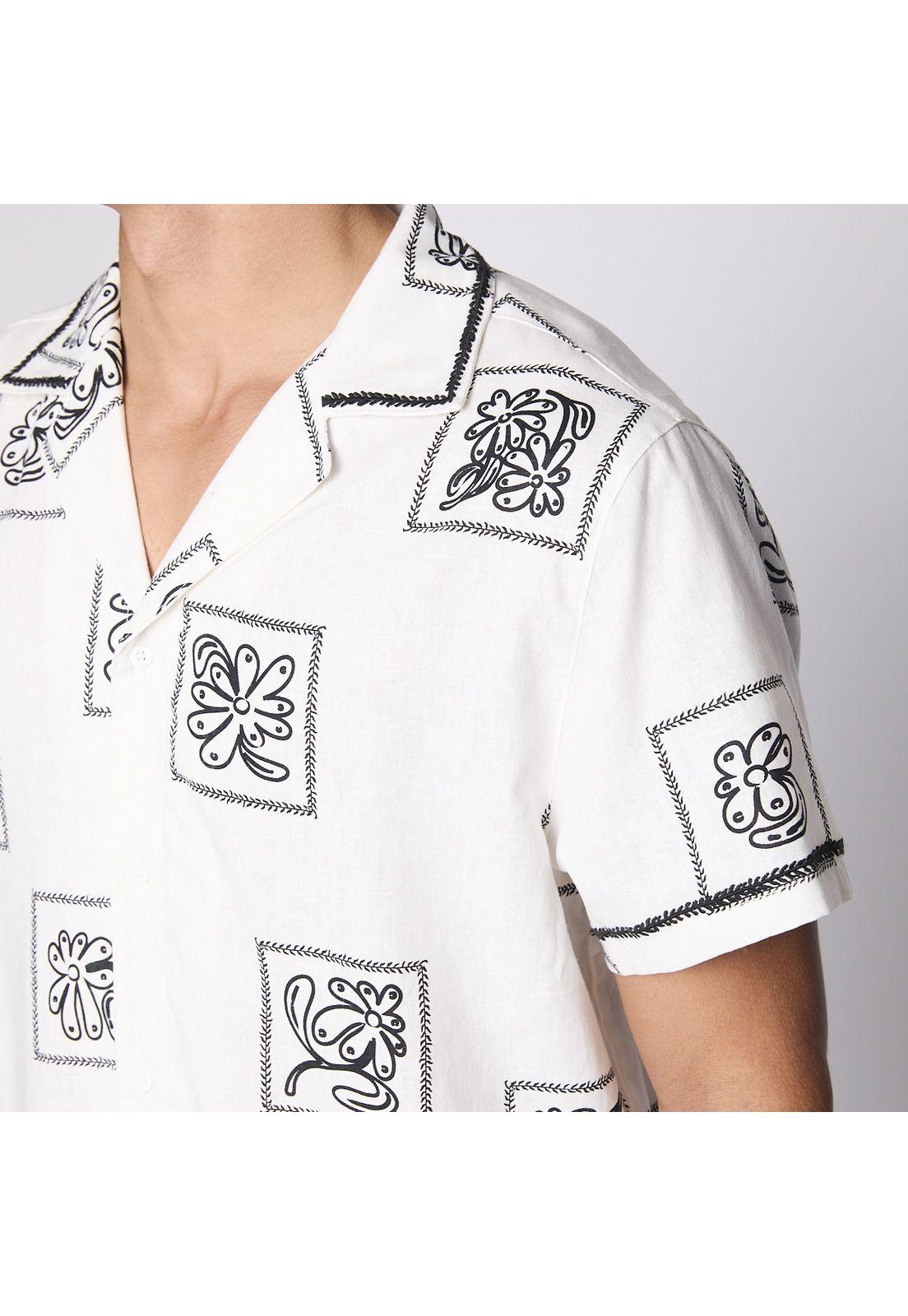 Camisa Reef Men Beige Diseños Negro-7