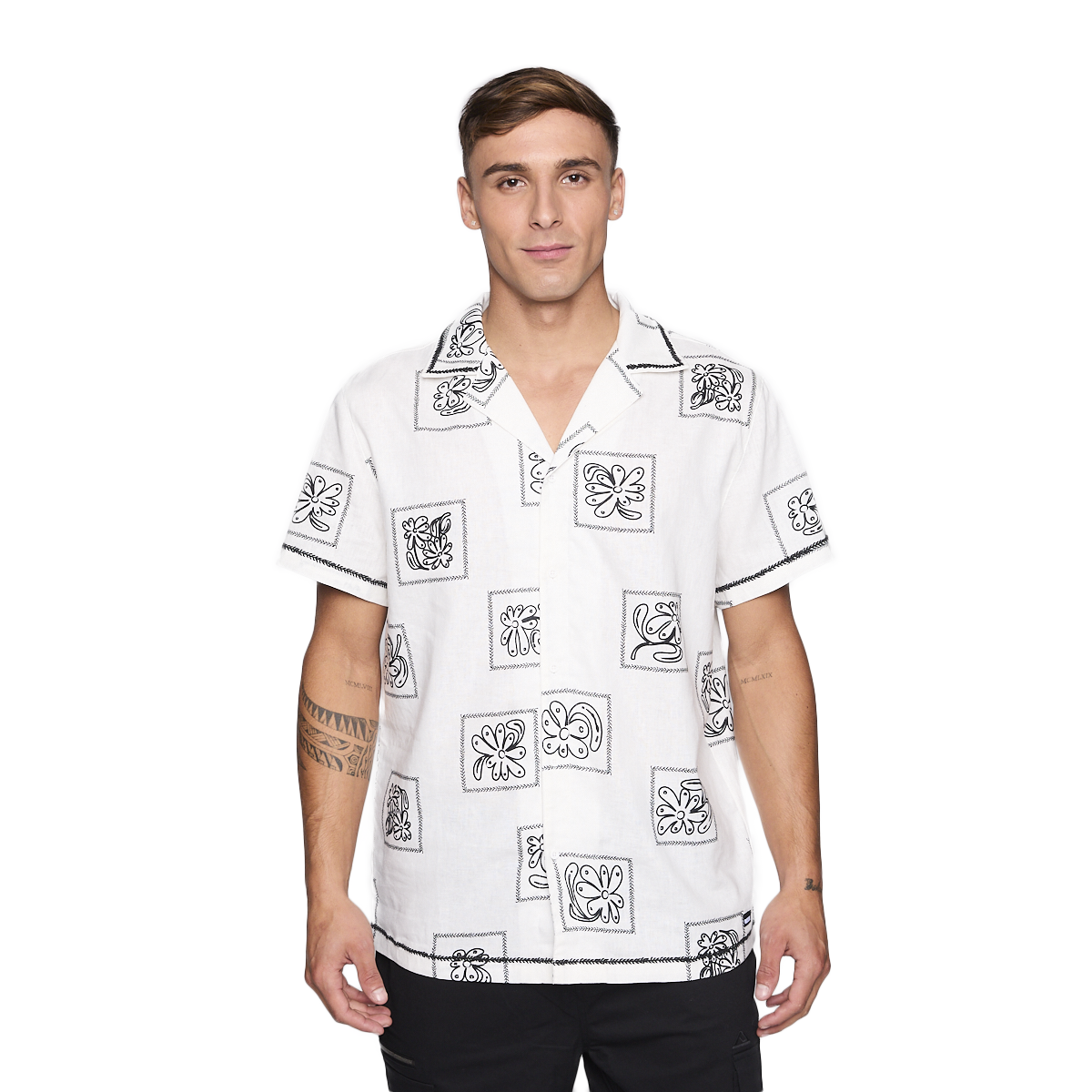 Camisa Reef Men Beige Diseños Negro-0