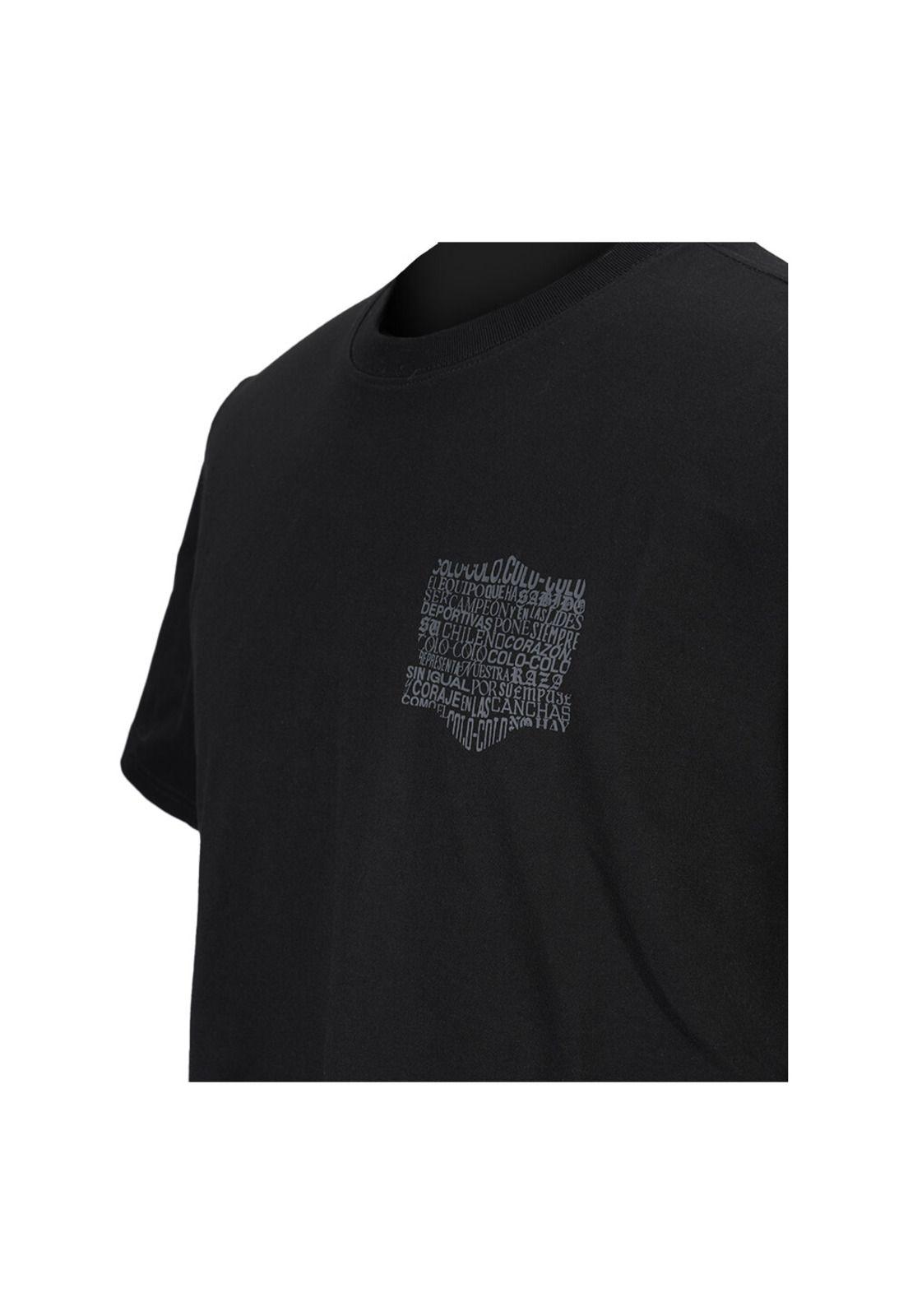 Polera Colo Colo Urbano Hombre Negro Himno Escudo Gris-2