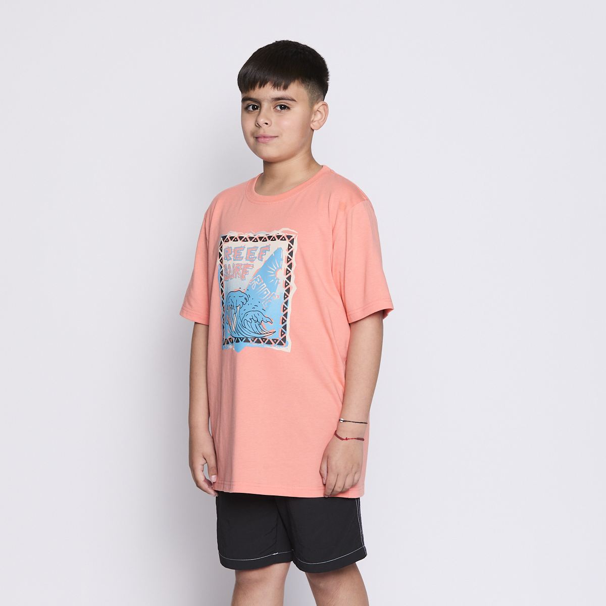 Polera Reef Kids Orange Print Front-1