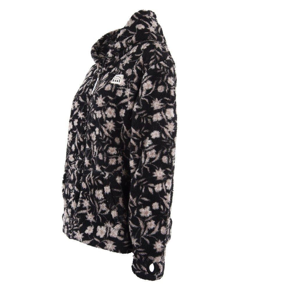 Poleron estilo Polar Negro Flores Blancas Reef-1
