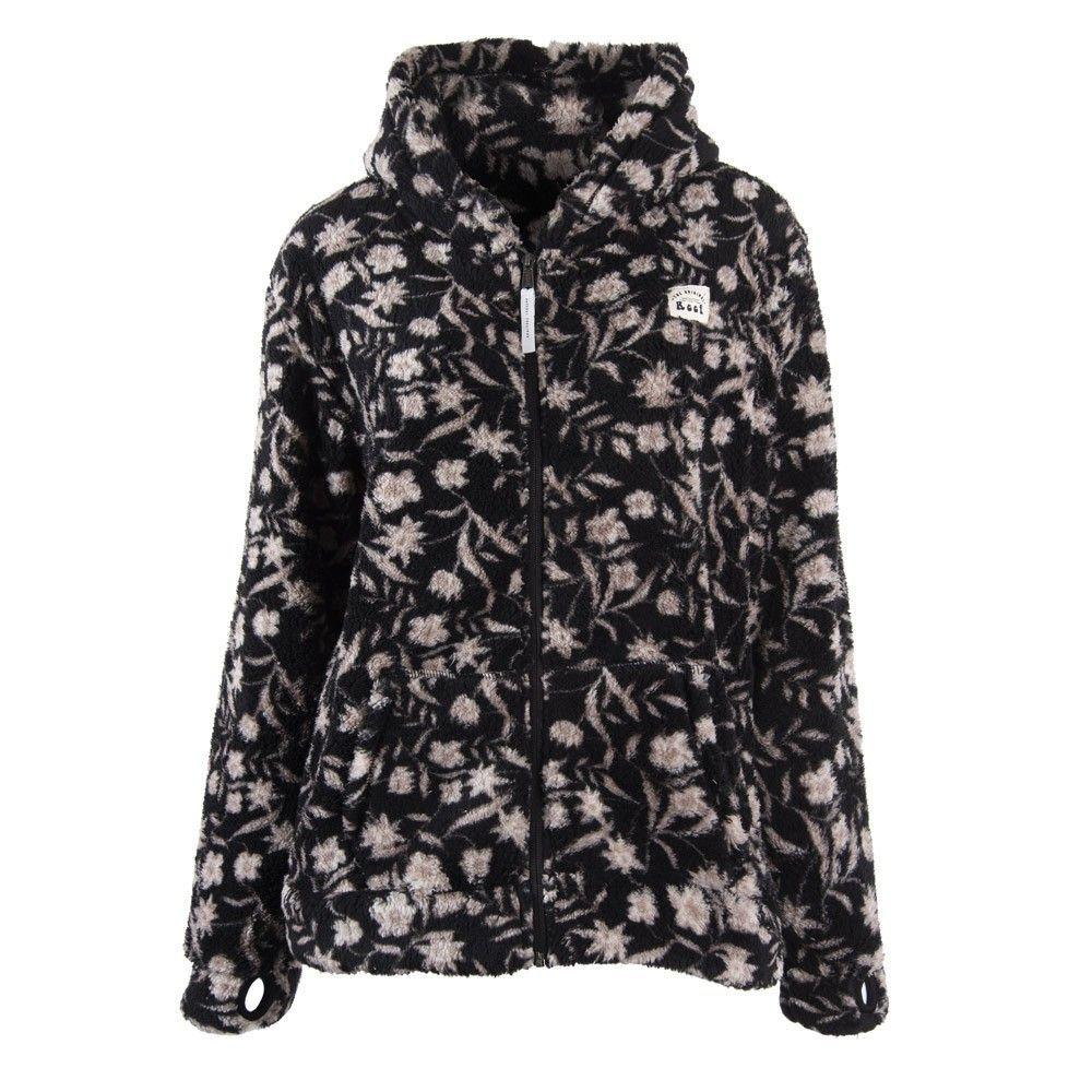 Poleron estilo Polar Negro Flores Blancas Reef-0