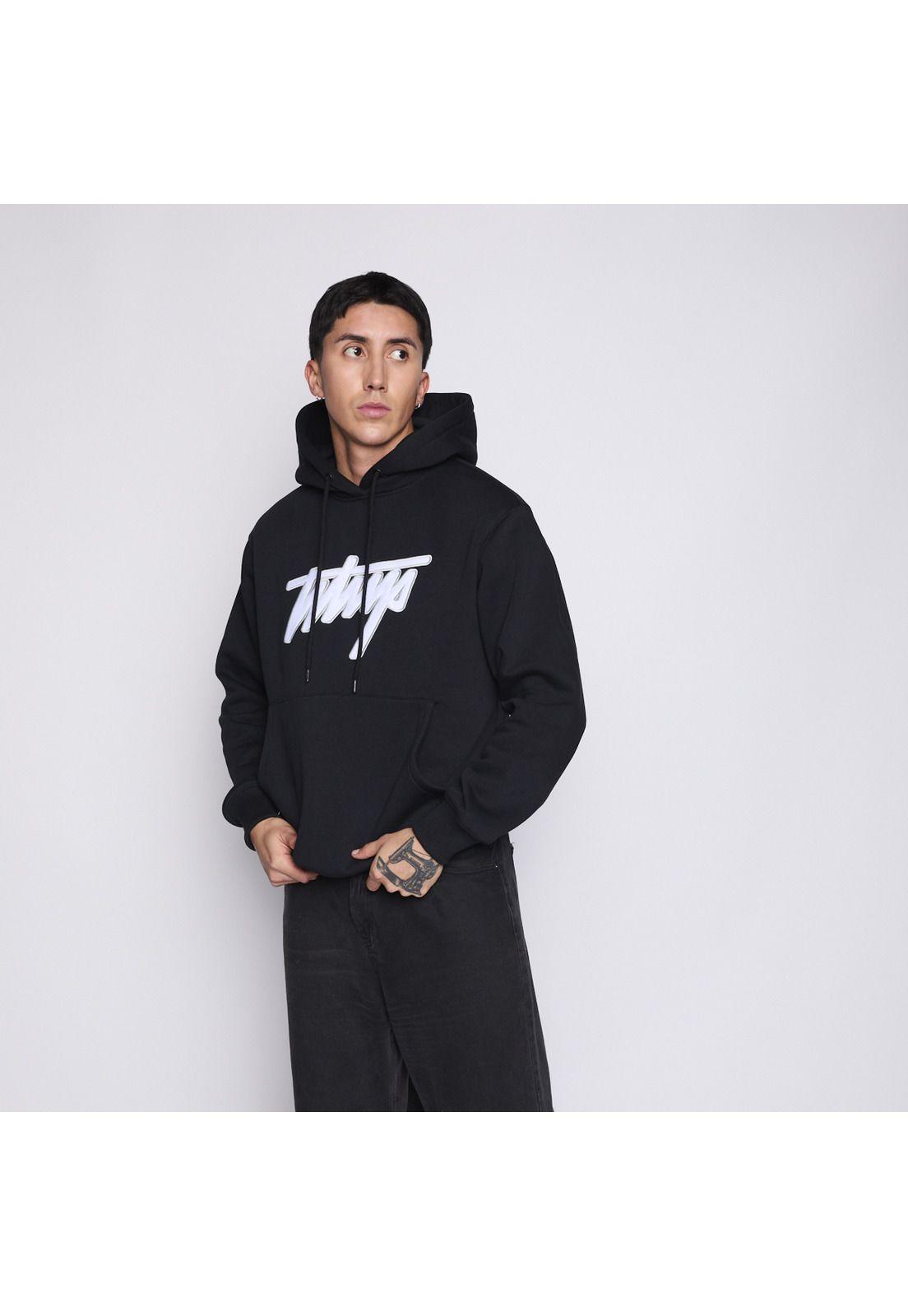 Polerón Whatup Hoodie Black White v26-3