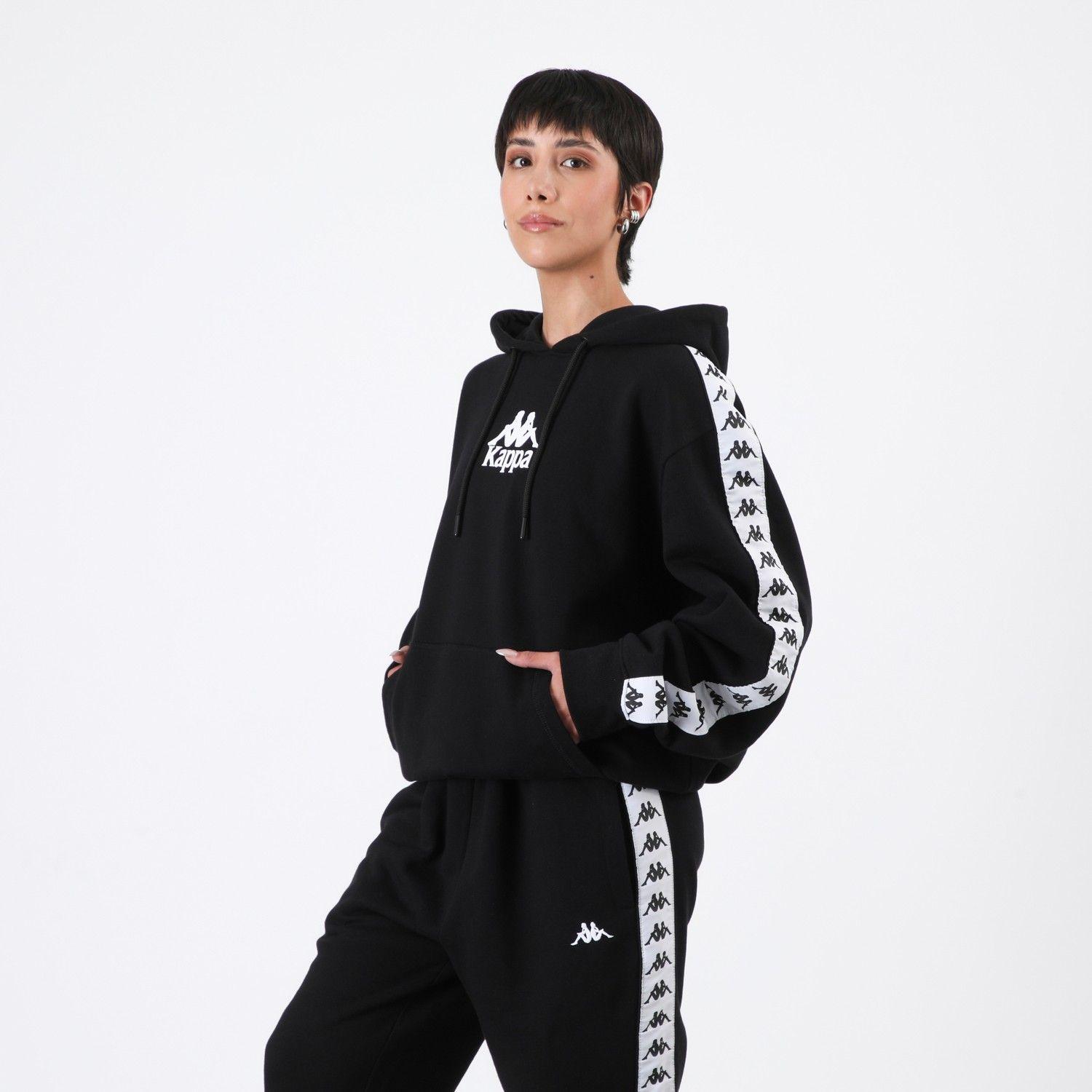 Polerón Kappa Men Hoodie Banda Black White Omini White-3