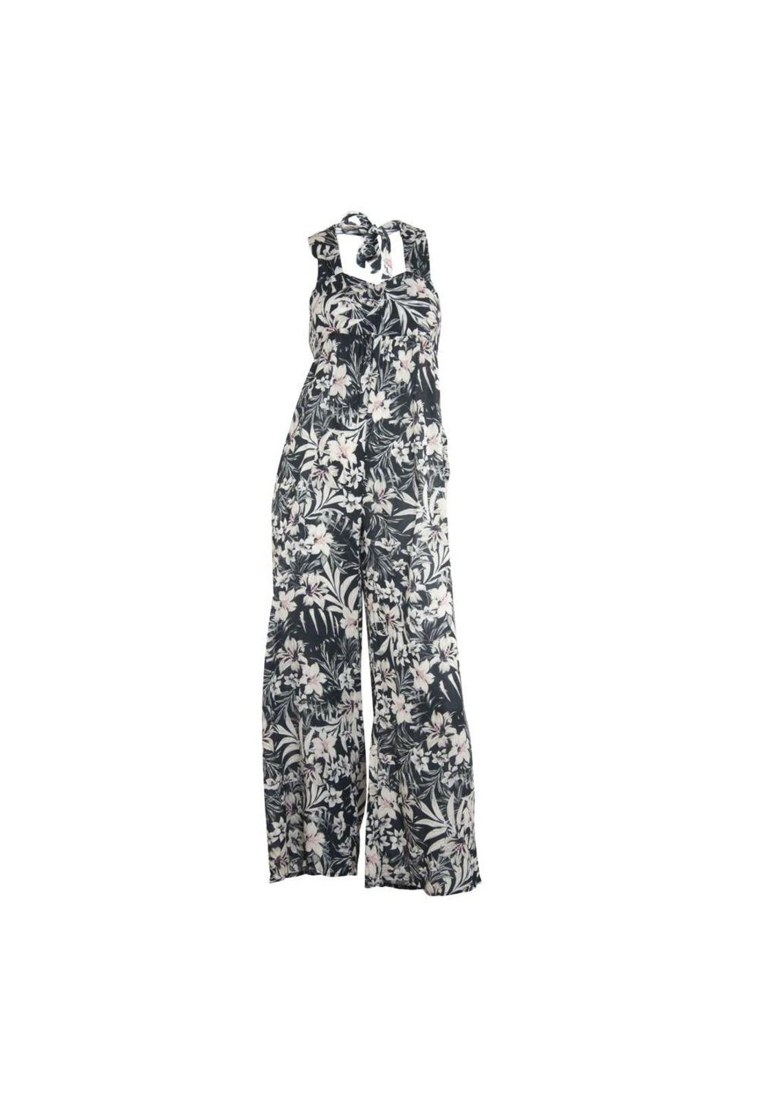 Enterito Halter Midi Romper Black Hawaiian Hurley-0