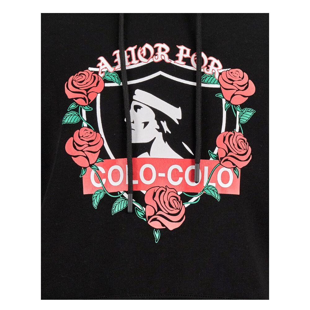 Polerón Colo Colo Urbano Hoodie Negro Rosas Amor Eterno-2