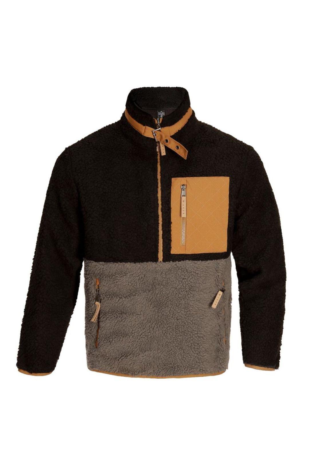Sherpa Women Full Zipper Black Brown-0