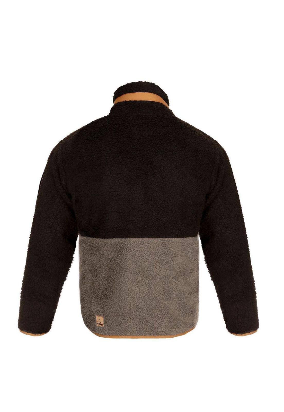 Sherpa Women Full Zipper Black Brown-1