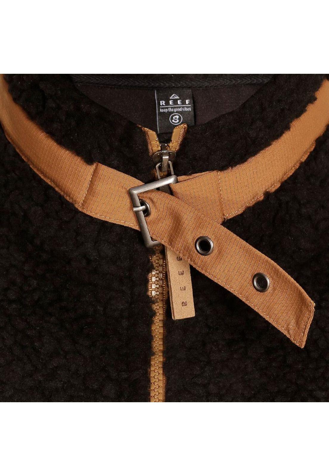 Sherpa Women Full Zipper Black Brown-2