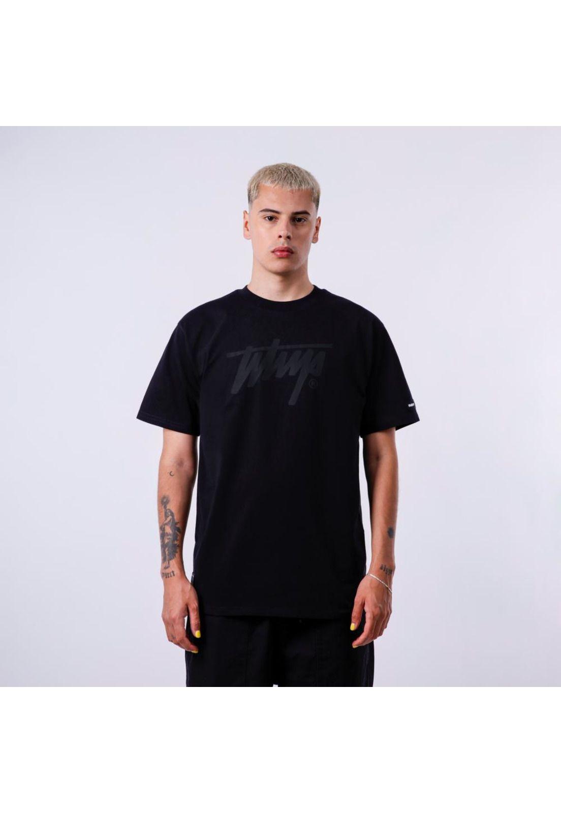 Polera Basic Logo WhatUp Black on Black-0