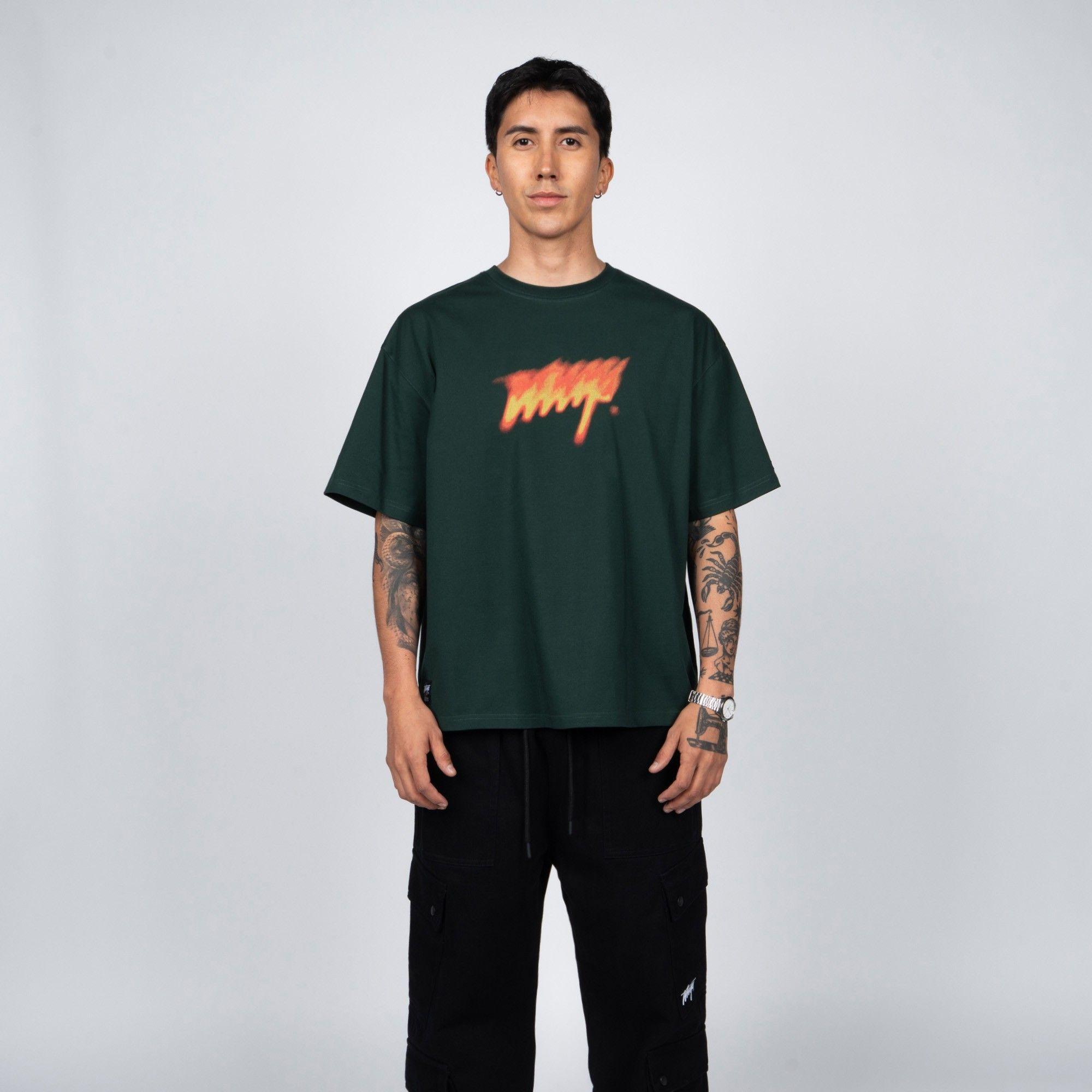 Polera WhatUp Flame Logo Green-0