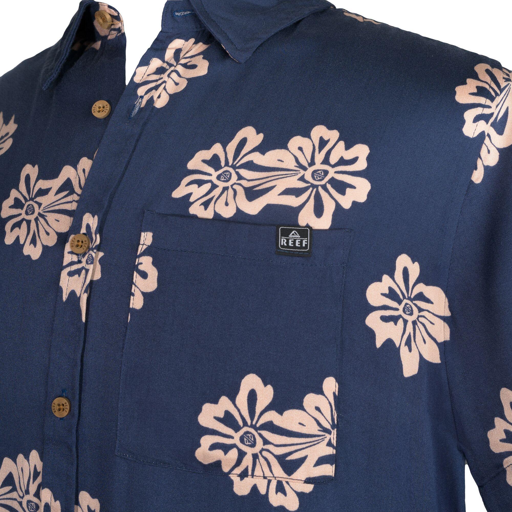 Camisas M/C Reef Hombre Azul Abierto-2