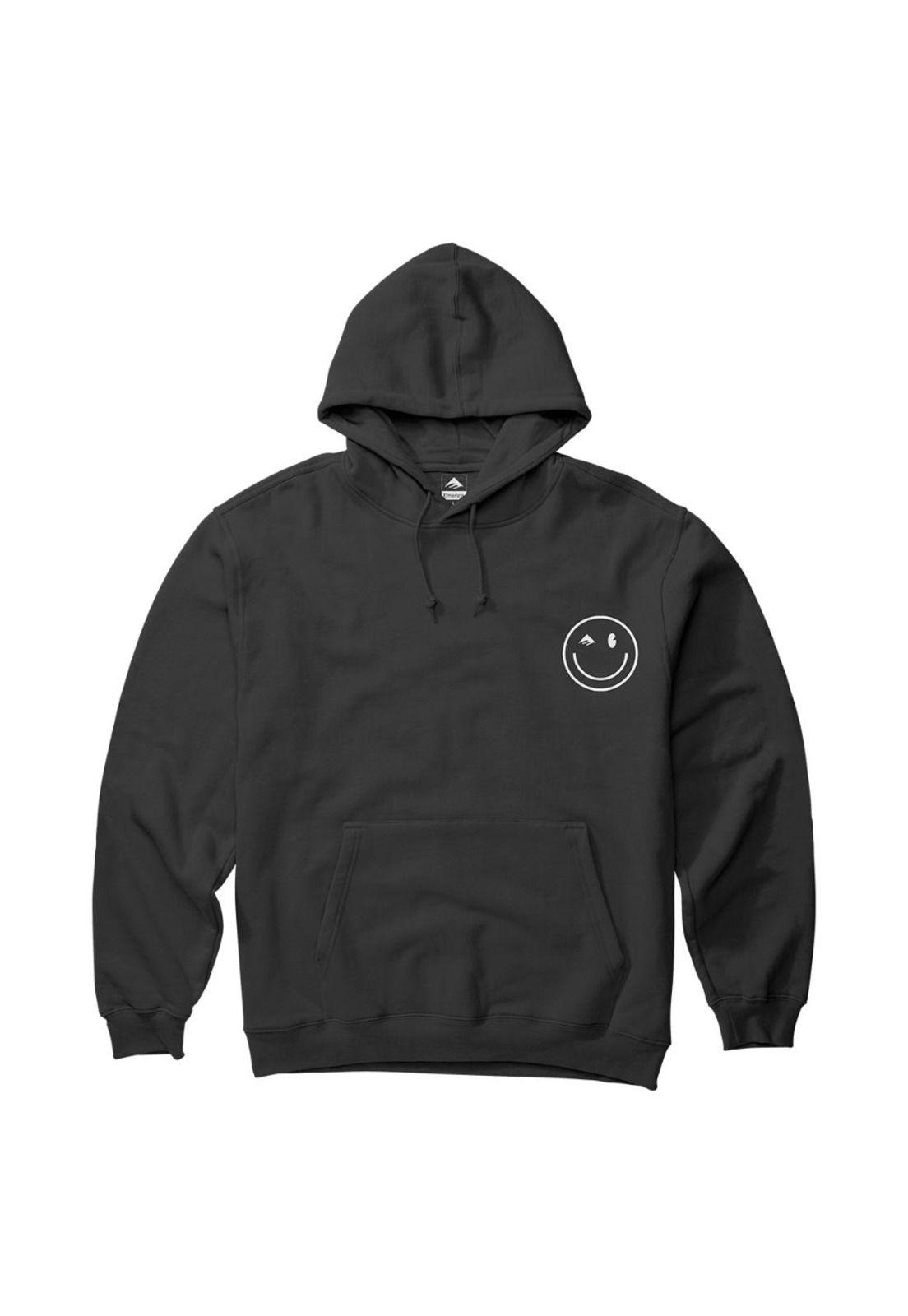 Poleron Men Hoodie Happy Face Black-0