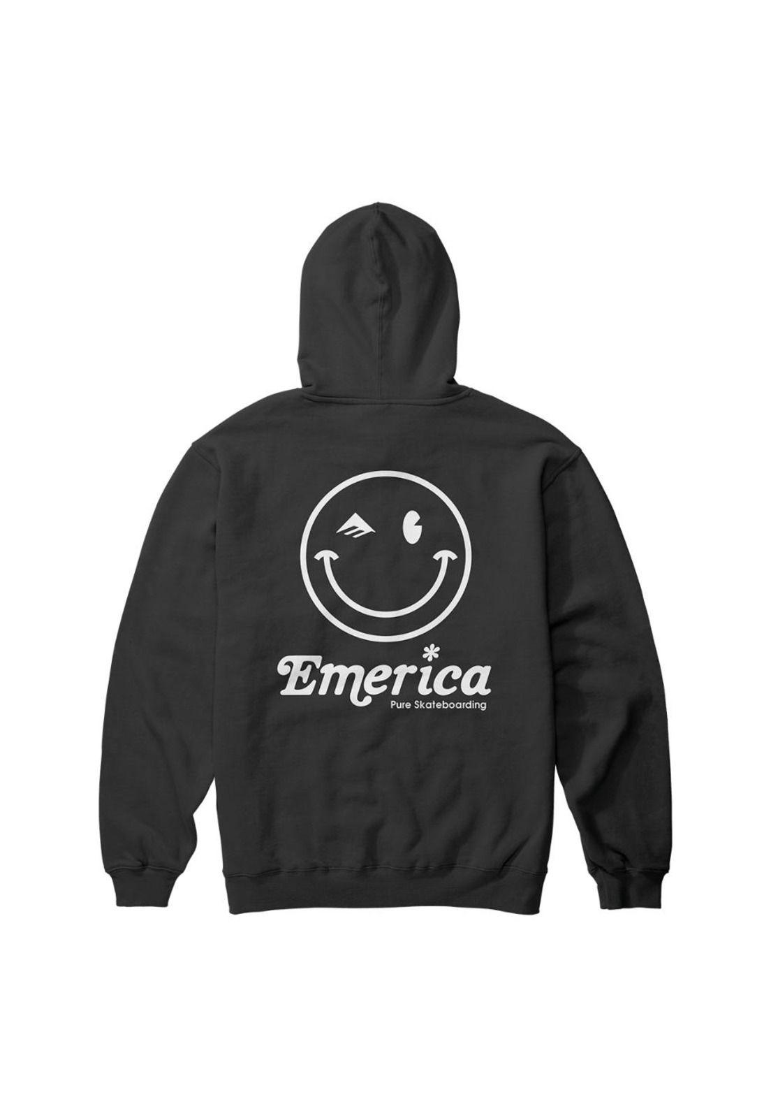 Poleron Men Hoodie Happy Face Black-1