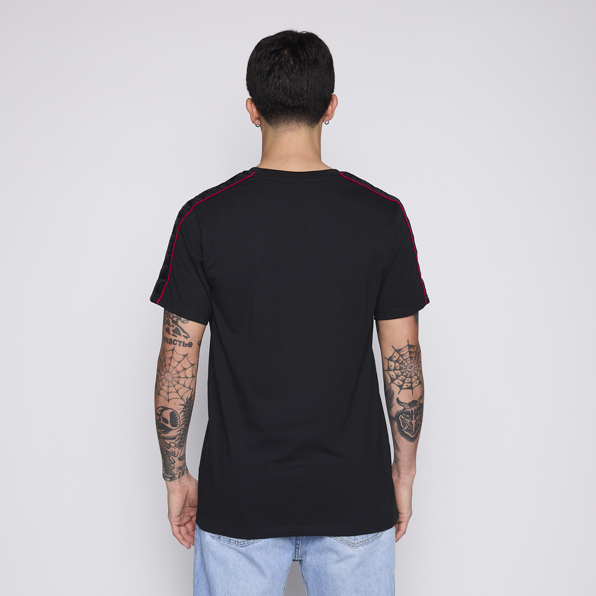 Polera Kappa Men Banda Black Logo Black Red-1