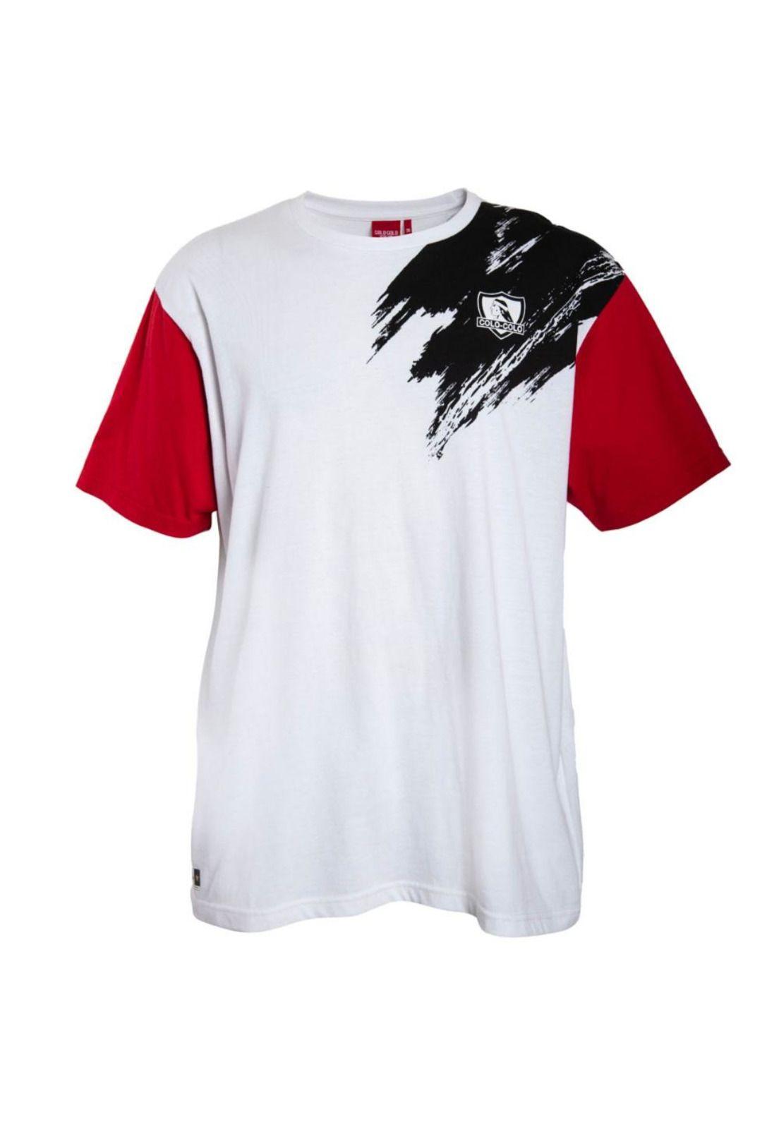 Polera Colo Colo Urbano Painted Blanco Negro y Rojo-0