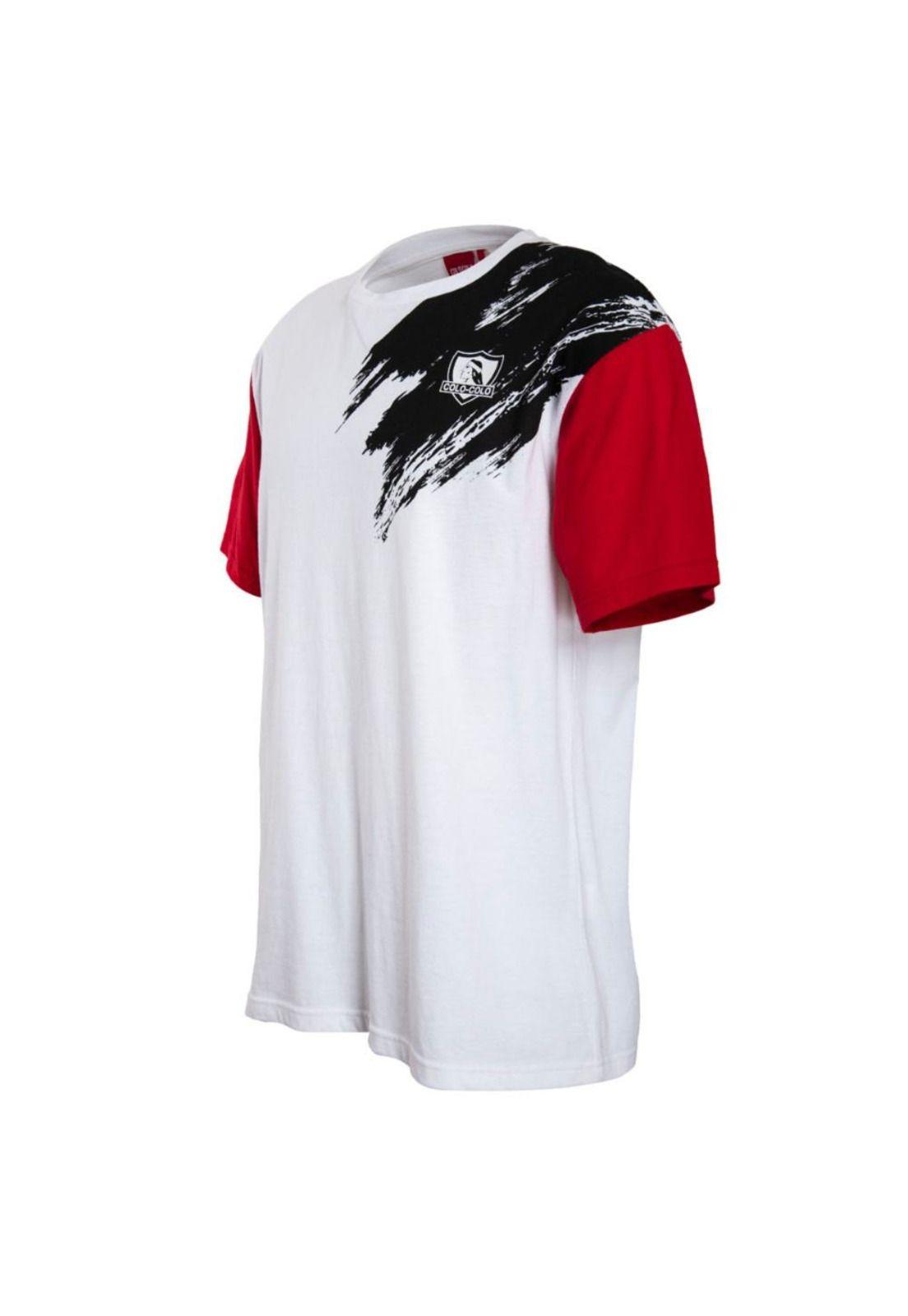 Polera Colo Colo Urbano Painted Blanco Negro y Rojo-1