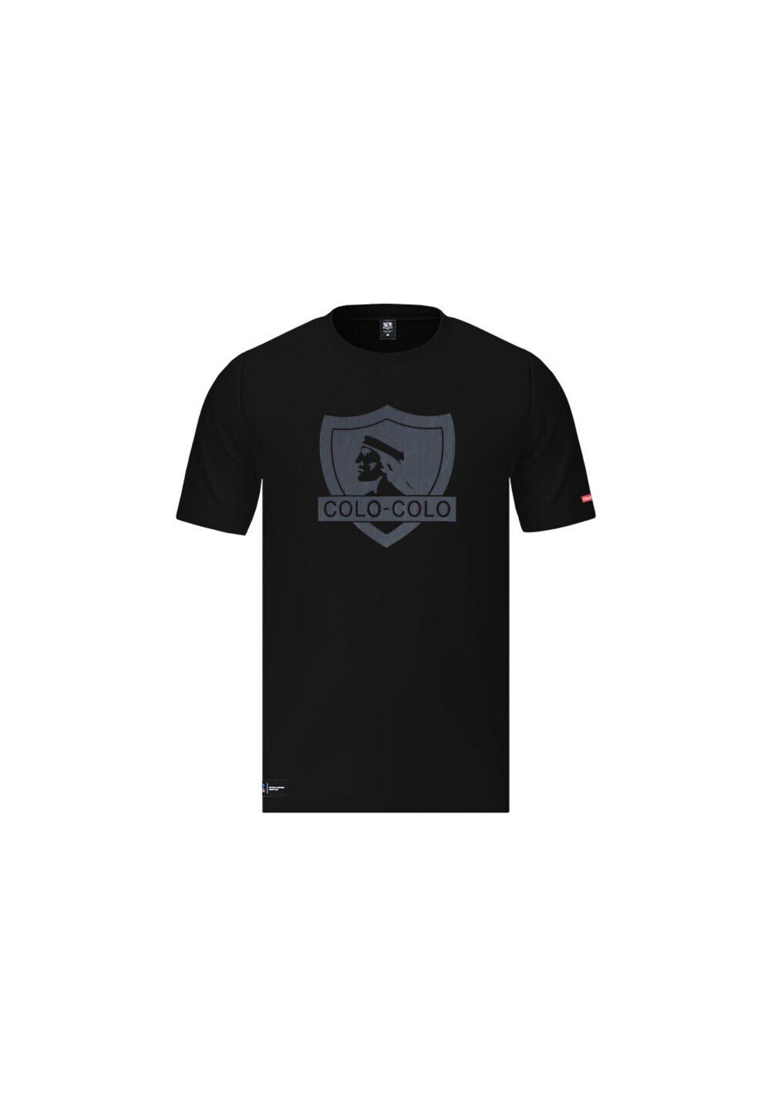 Polera Colo Colo Urbano Hombre Negro Escudo Gris-0