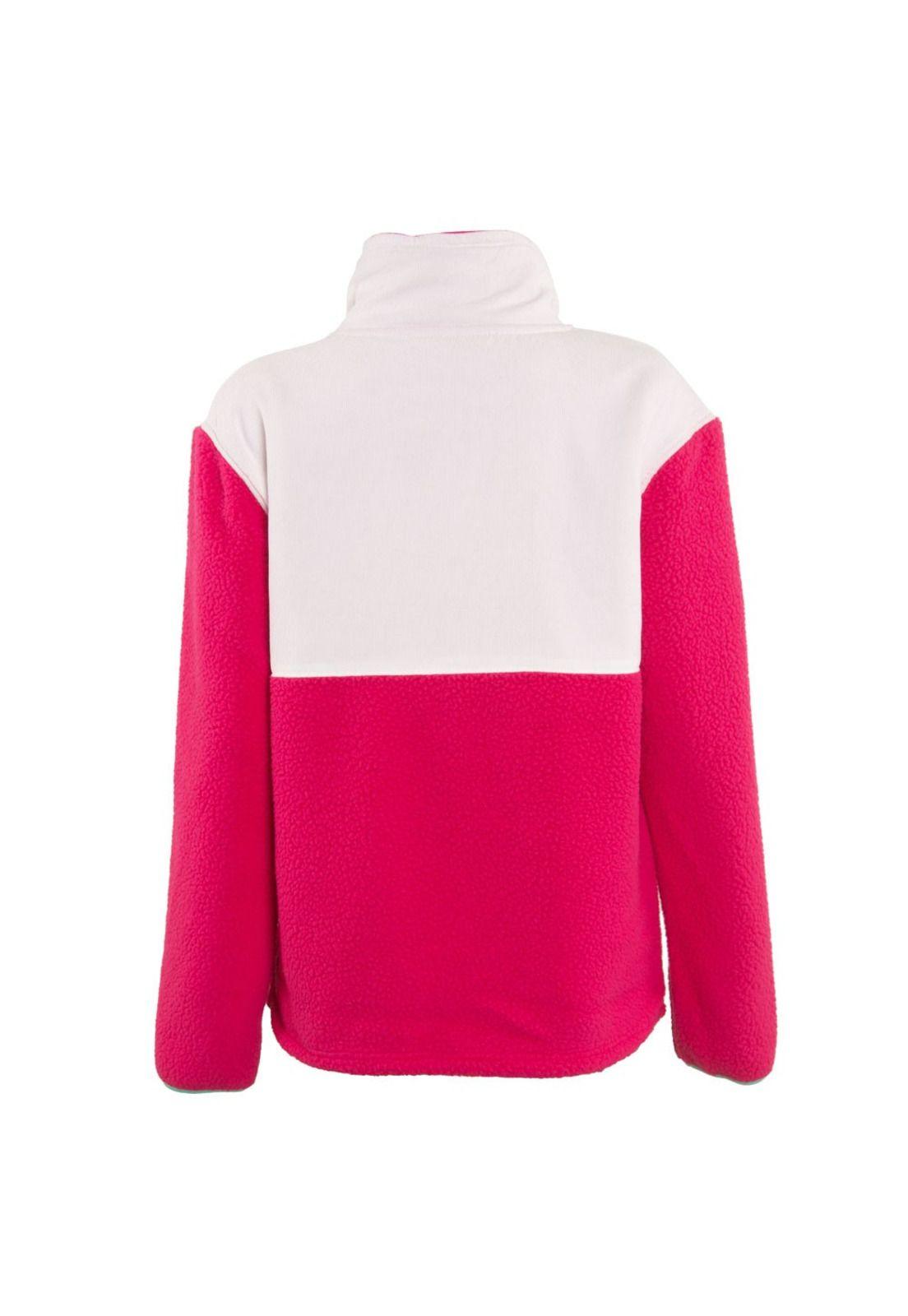Poleron Women Sherpa Fucshia White-2