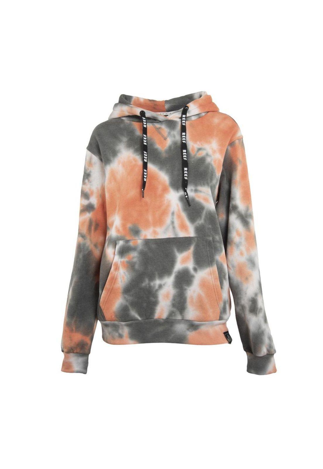 Poleron Women Tiedye Black Orange White Hoodie-0